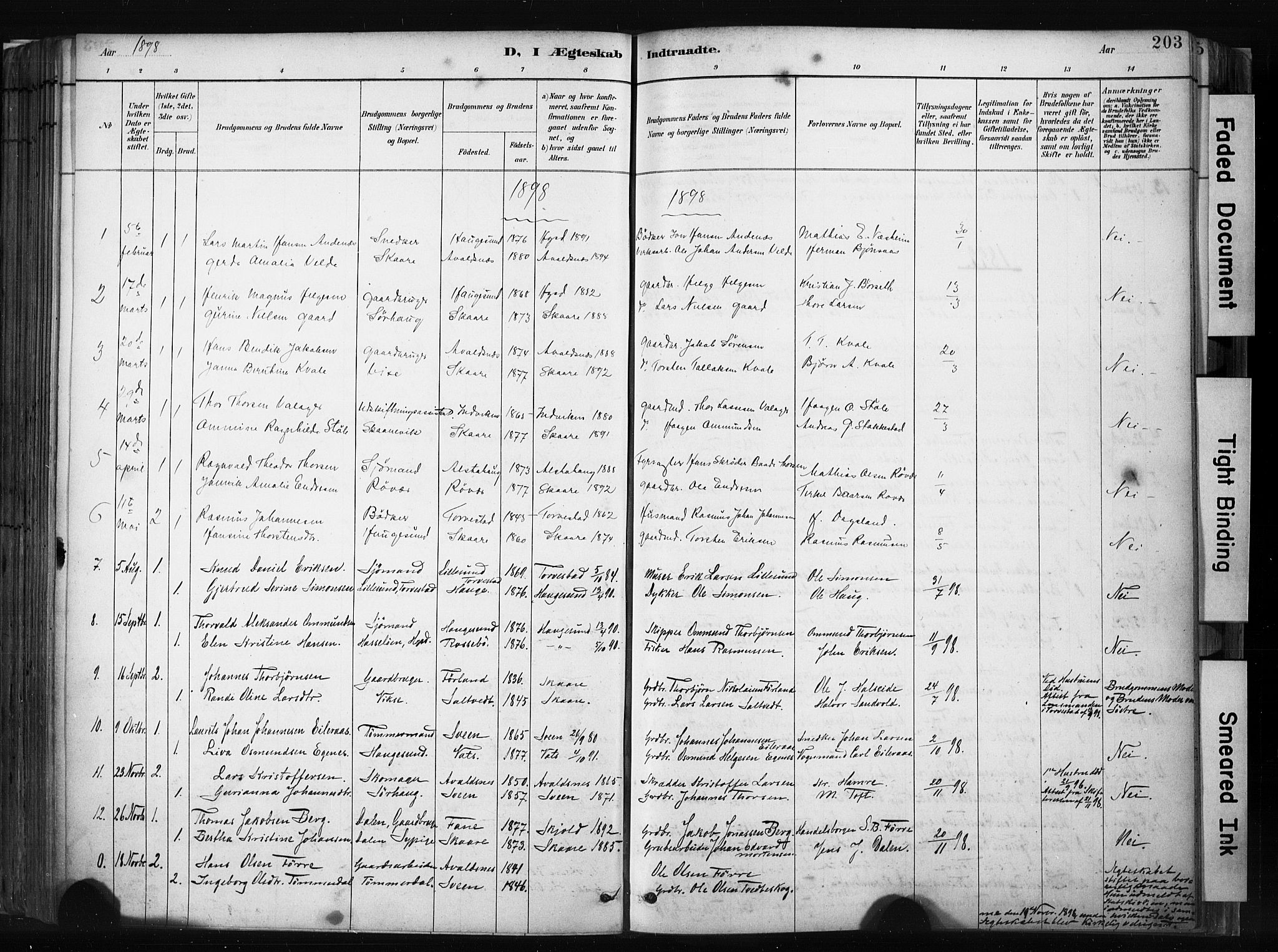 Haugesund sokneprestkontor, SAST/A -101863/H/Ha/Haa/L0004: Parish register (official) no. A 4, 1886-1908, p. 203