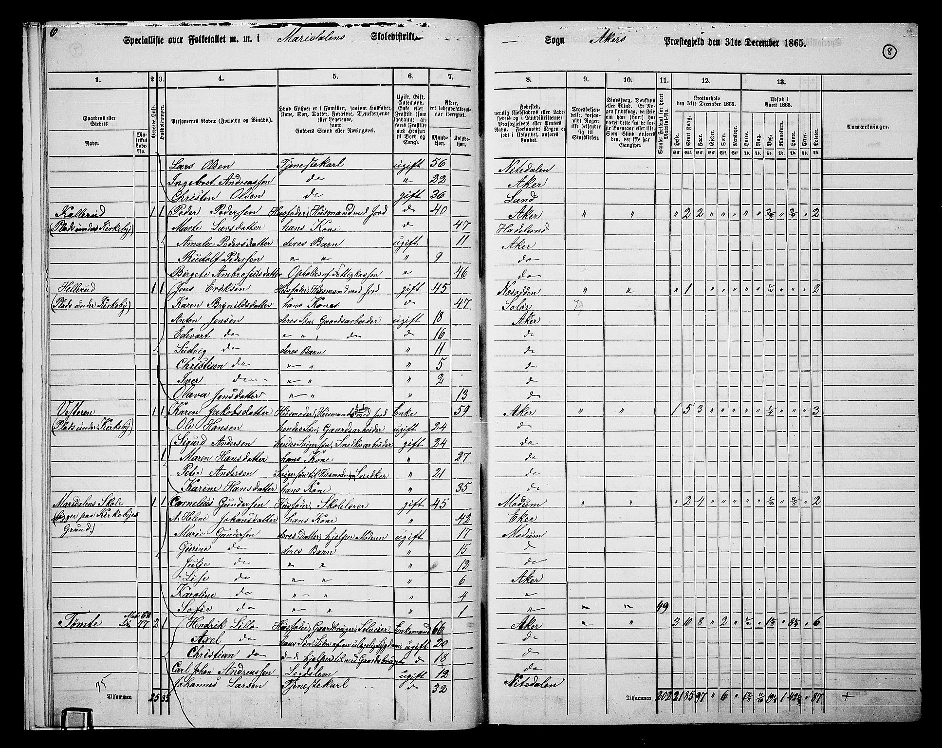 RA, 1865 census for Vestre Aker, 1865, p. 192