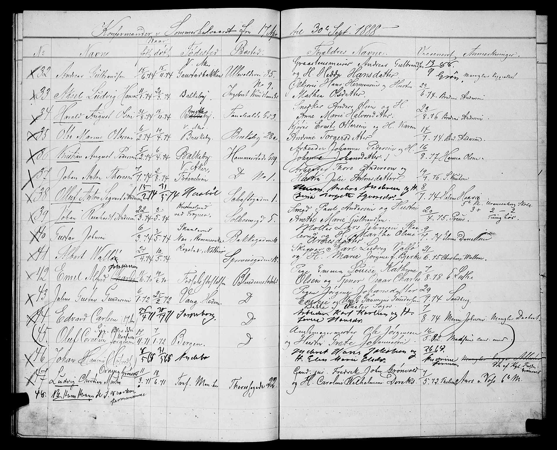 Uranienborg prestekontor Kirkebøker, AV/SAO-A-10877/G/Ga/L0001: Parish register draft no. 1, 1885-1888