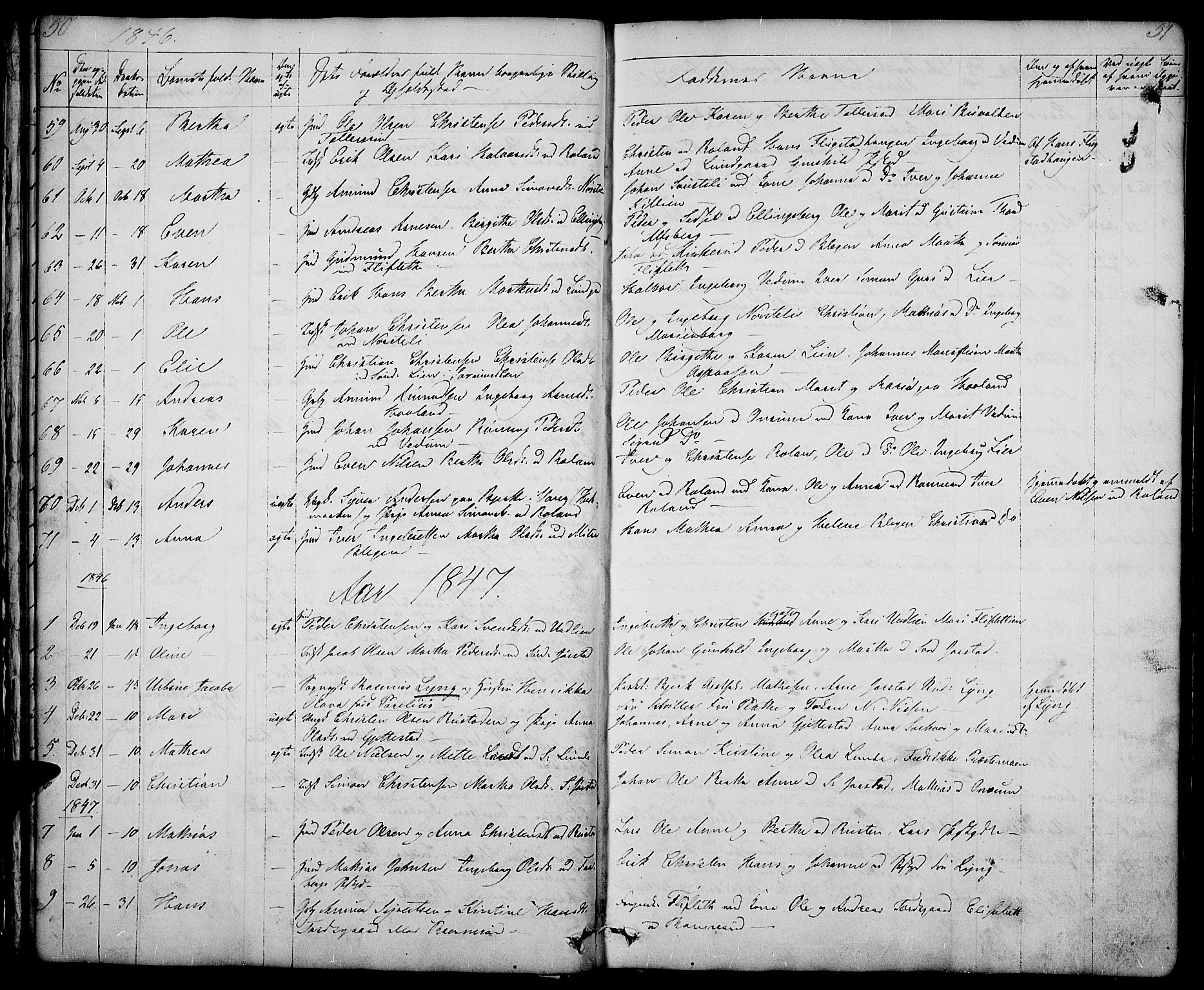 Fåberg prestekontor, AV/SAH-PREST-086/H/Ha/Hab/L0005: Parish register (copy) no. 5, 1837-1864, p. 50-51