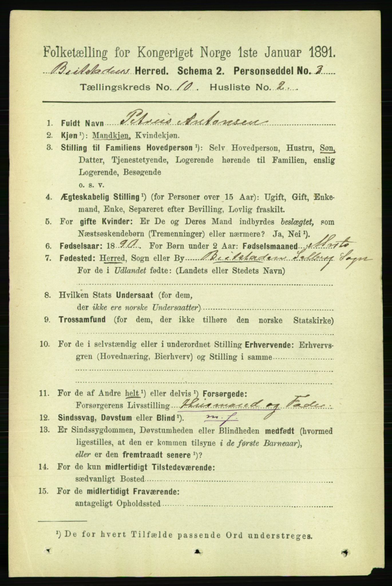 RA, 1891 census for 1727 Beitstad, 1891, p. 2736