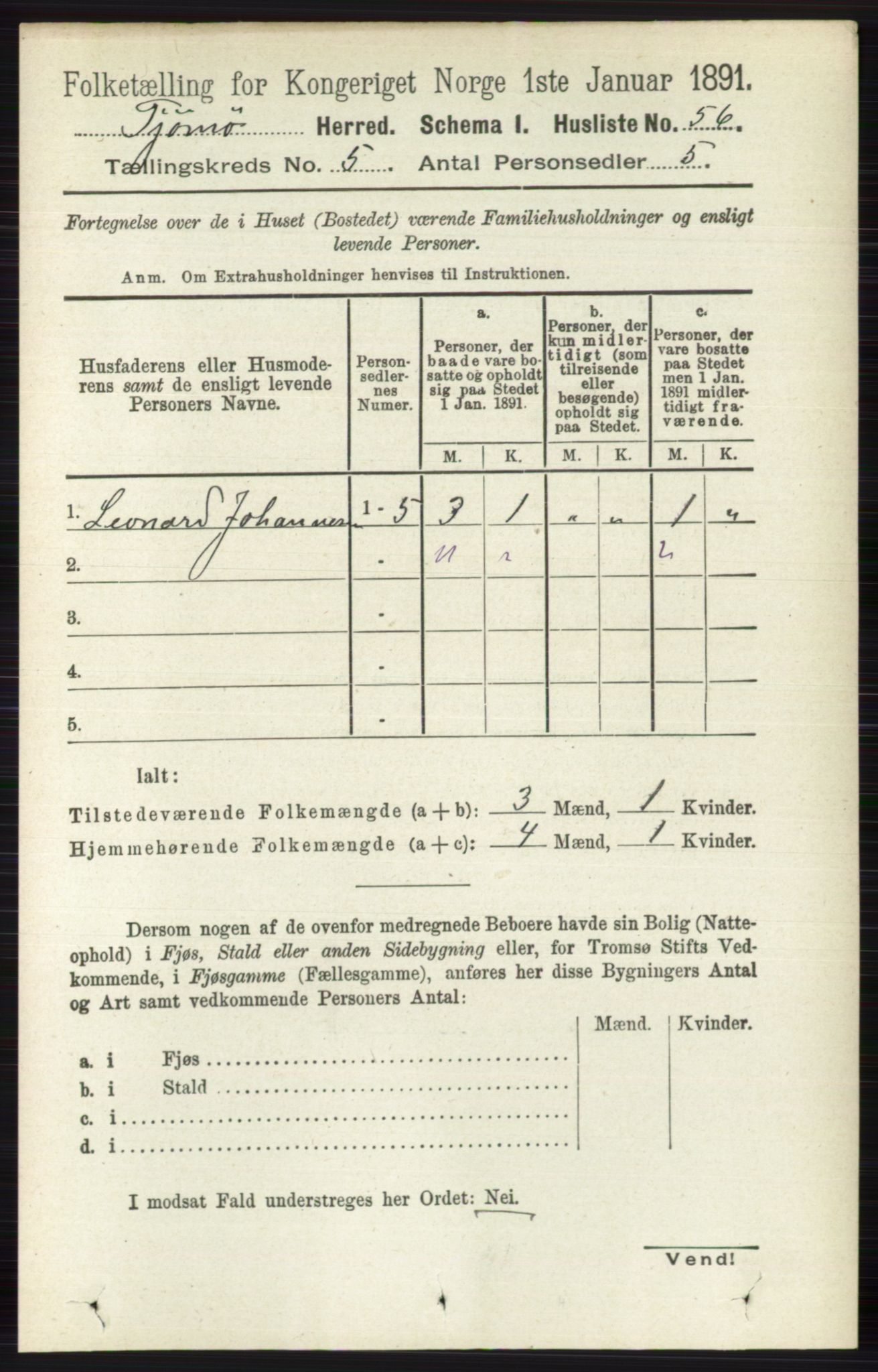 RA, 1891 census for 0723 Tjøme, 1891, p. 1656