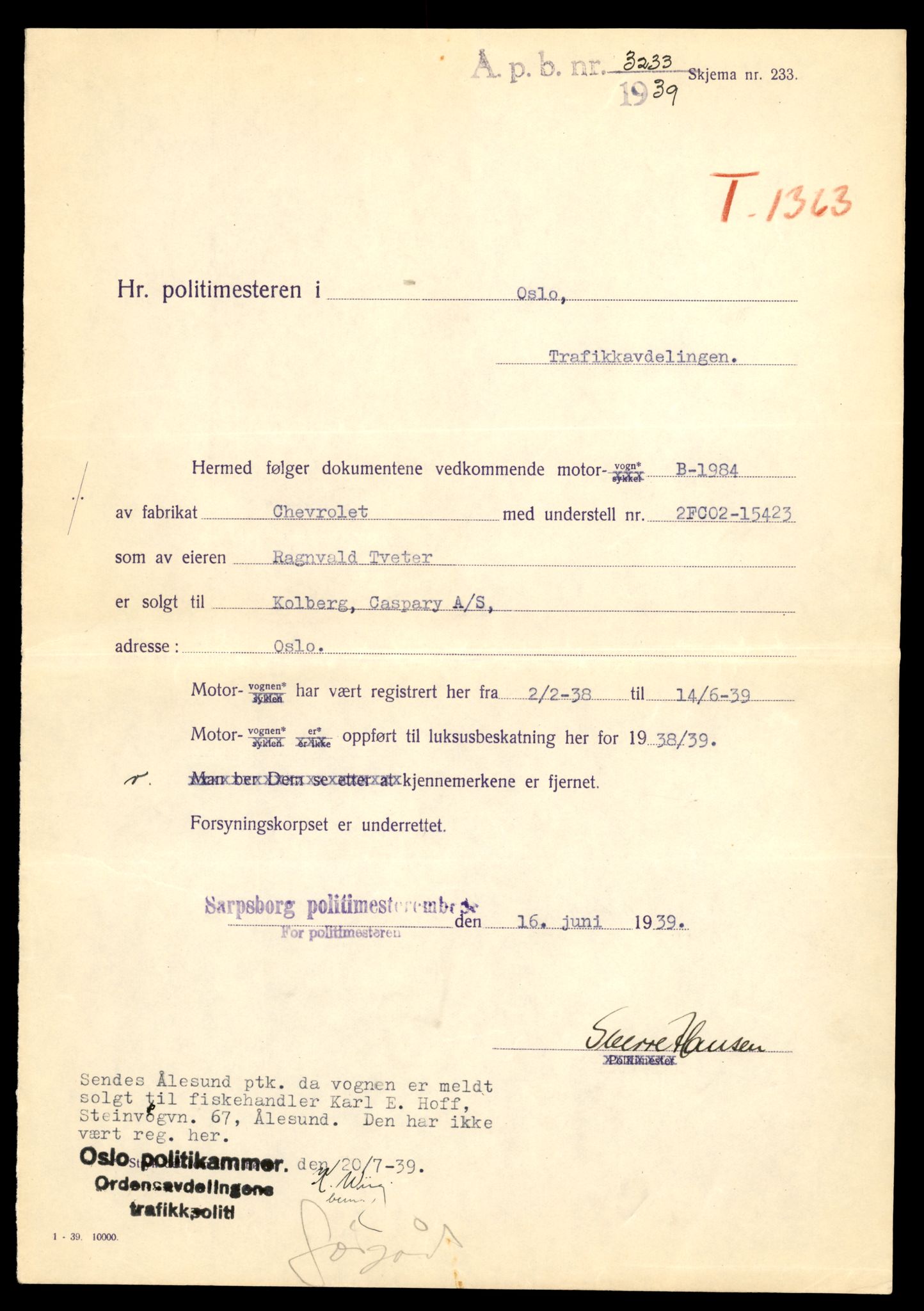 Møre og Romsdal vegkontor - Ålesund trafikkstasjon, AV/SAT-A-4099/F/Fe/L0045: Registreringskort for kjøretøy T 14320 - T 14444, 1927-1998, p. 2065