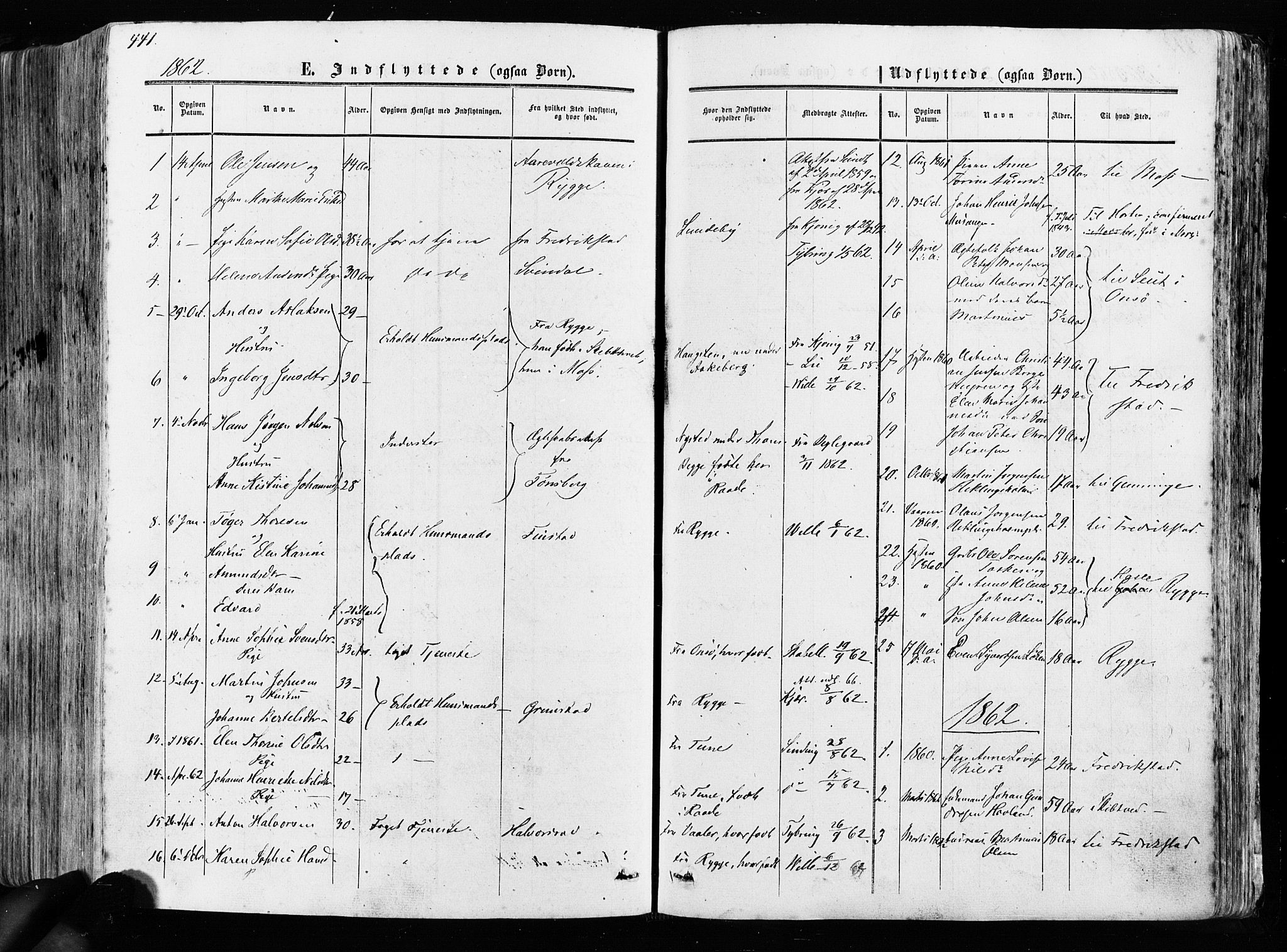 Råde prestekontor kirkebøker, AV/SAO-A-2009/F/Fa/L0006: Parish register (official) no. 6, 1854-1877, p. 441