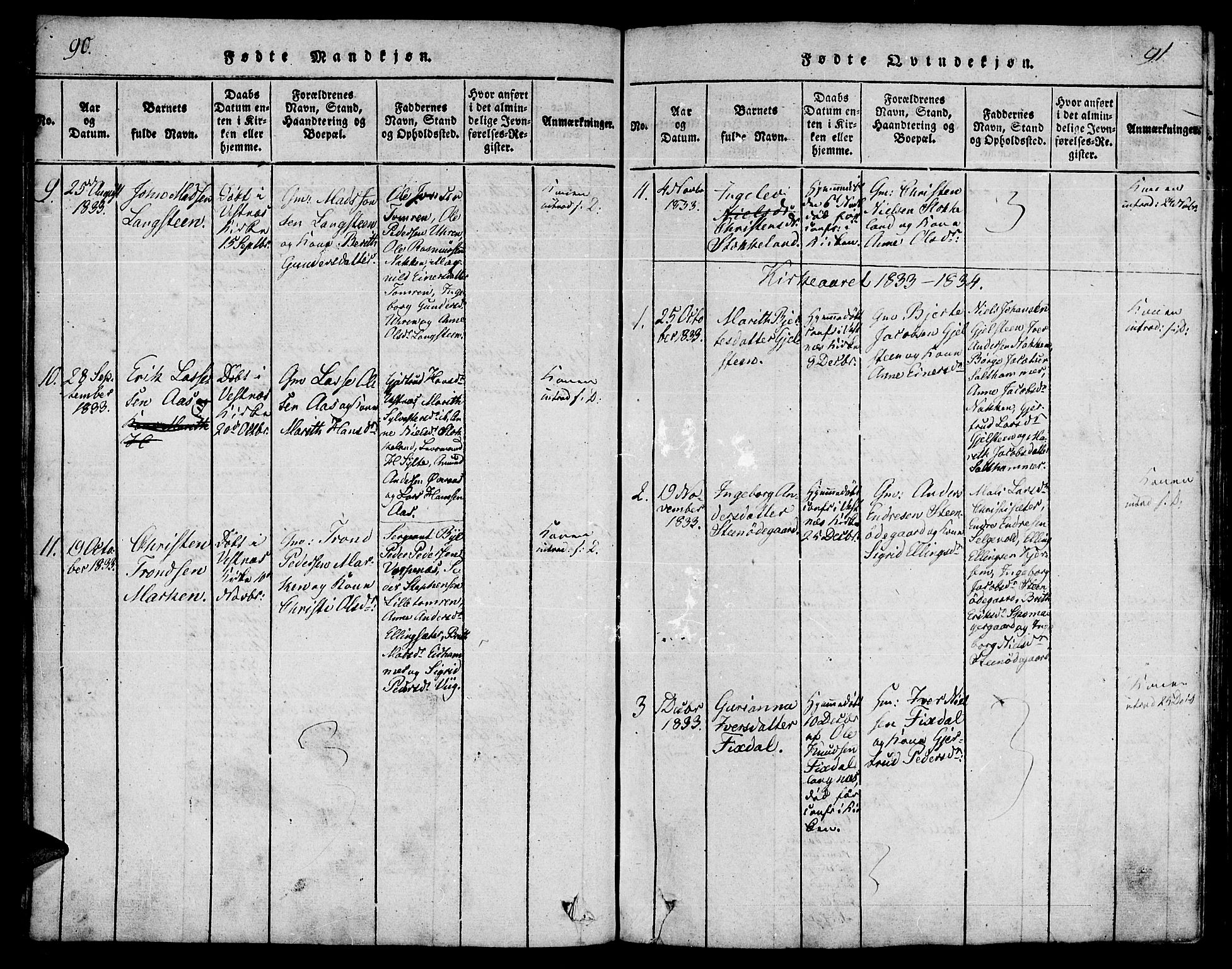 Ministerialprotokoller, klokkerbøker og fødselsregistre - Møre og Romsdal, AV/SAT-A-1454/539/L0528: Parish register (official) no. 539A01, 1818-1847, p. 90-91