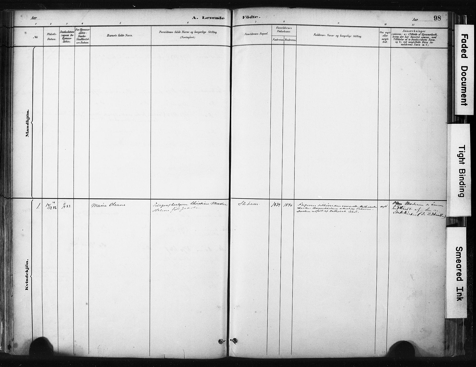 Skudenes sokneprestkontor, AV/SAST-A -101849/H/Ha/Haa/L0008: Parish register (official) no. A 5, 1882-1912, p. 98