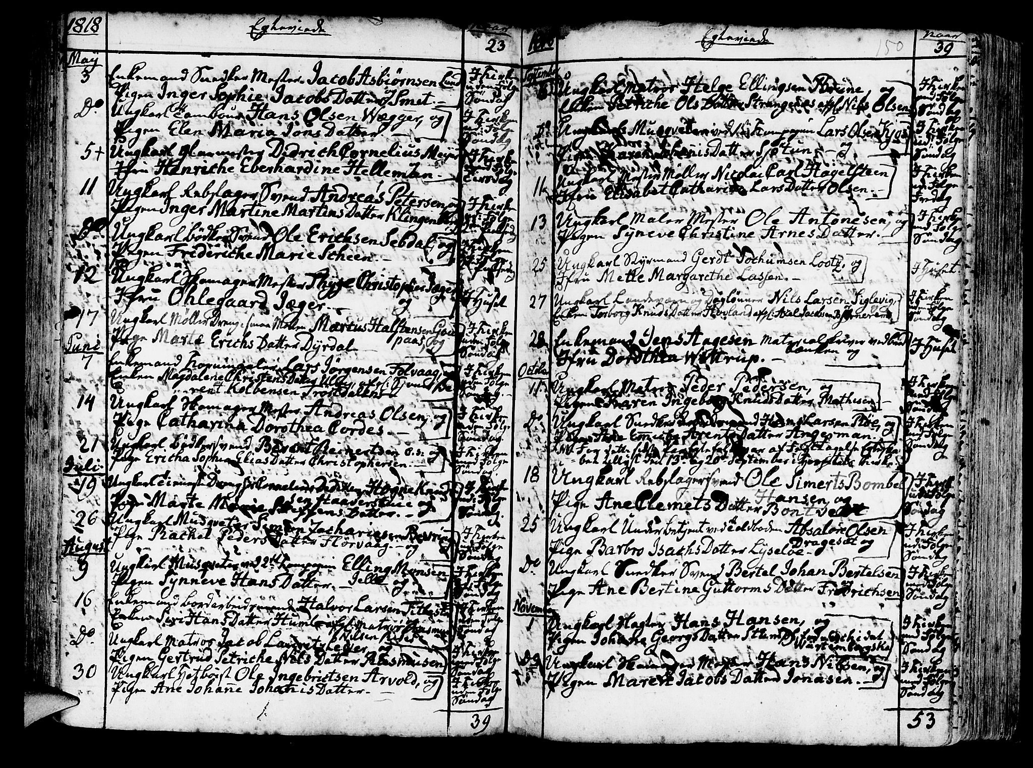 Korskirken sokneprestembete, SAB/A-76101/H/Haa/L0009: Parish register (official) no. A 9, 1743-1861, p. 150