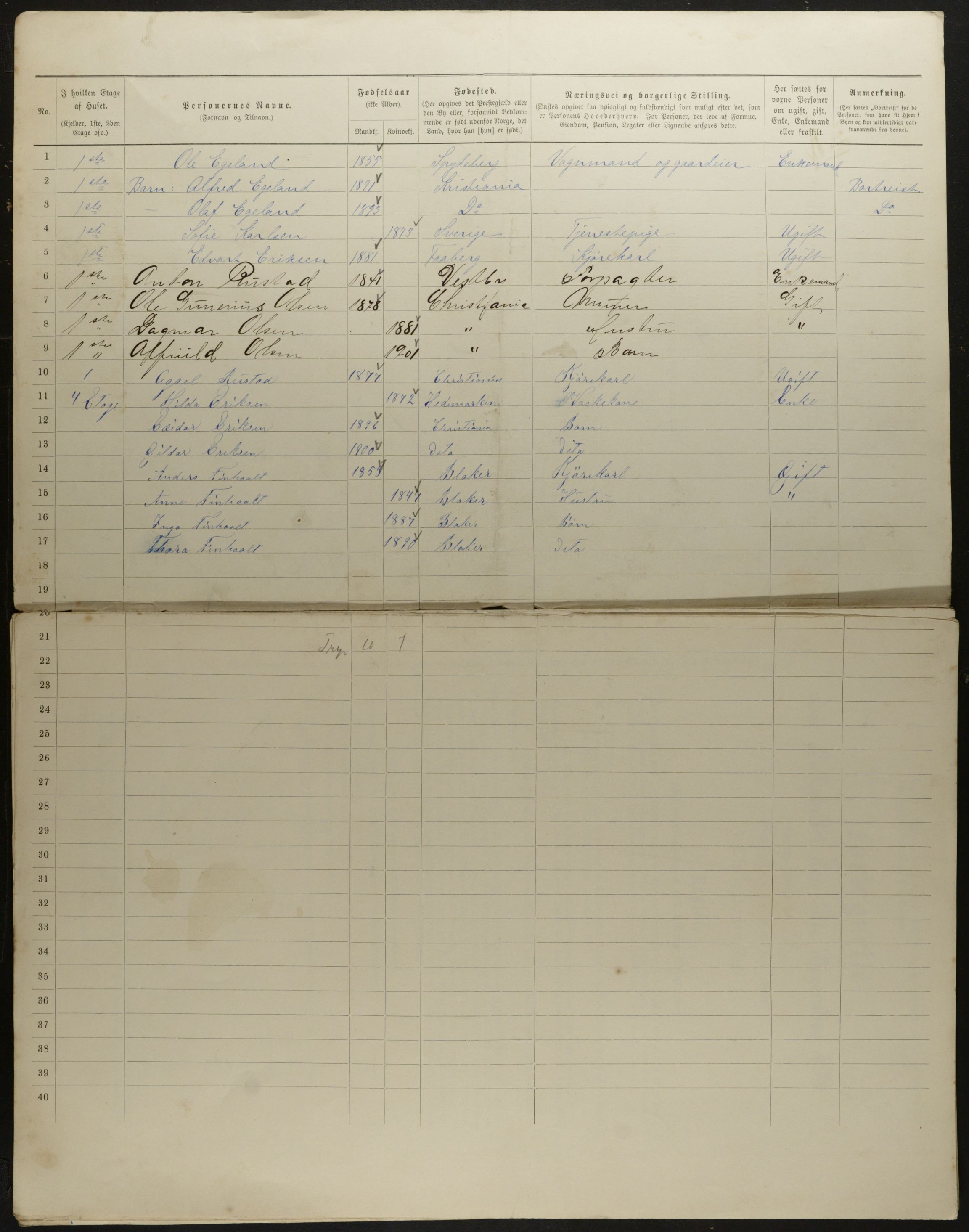 OBA, Municipal Census 1901 for Kristiania, 1901, p. 8476