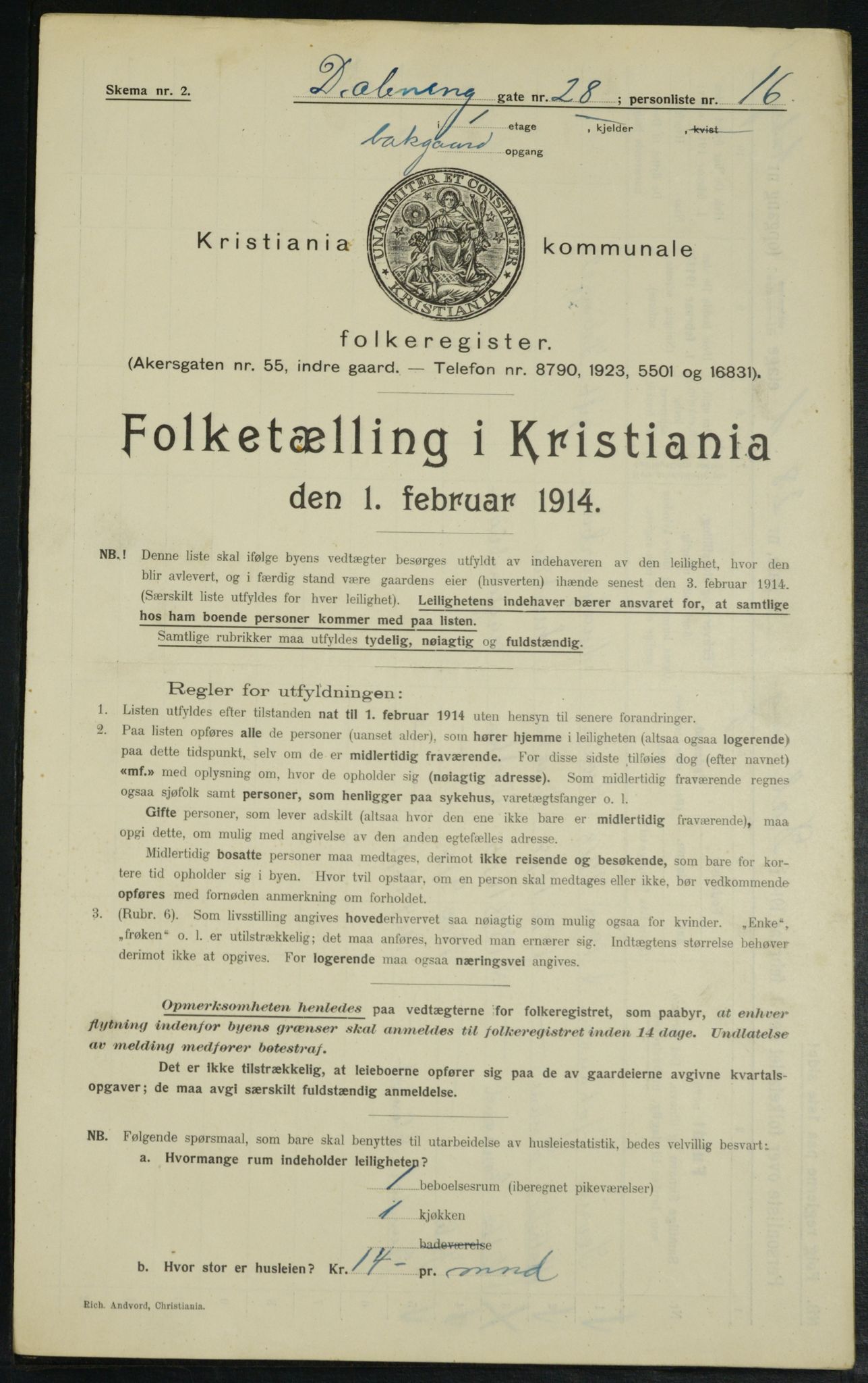 OBA, Municipal Census 1914 for Kristiania, 1914, p. 17744