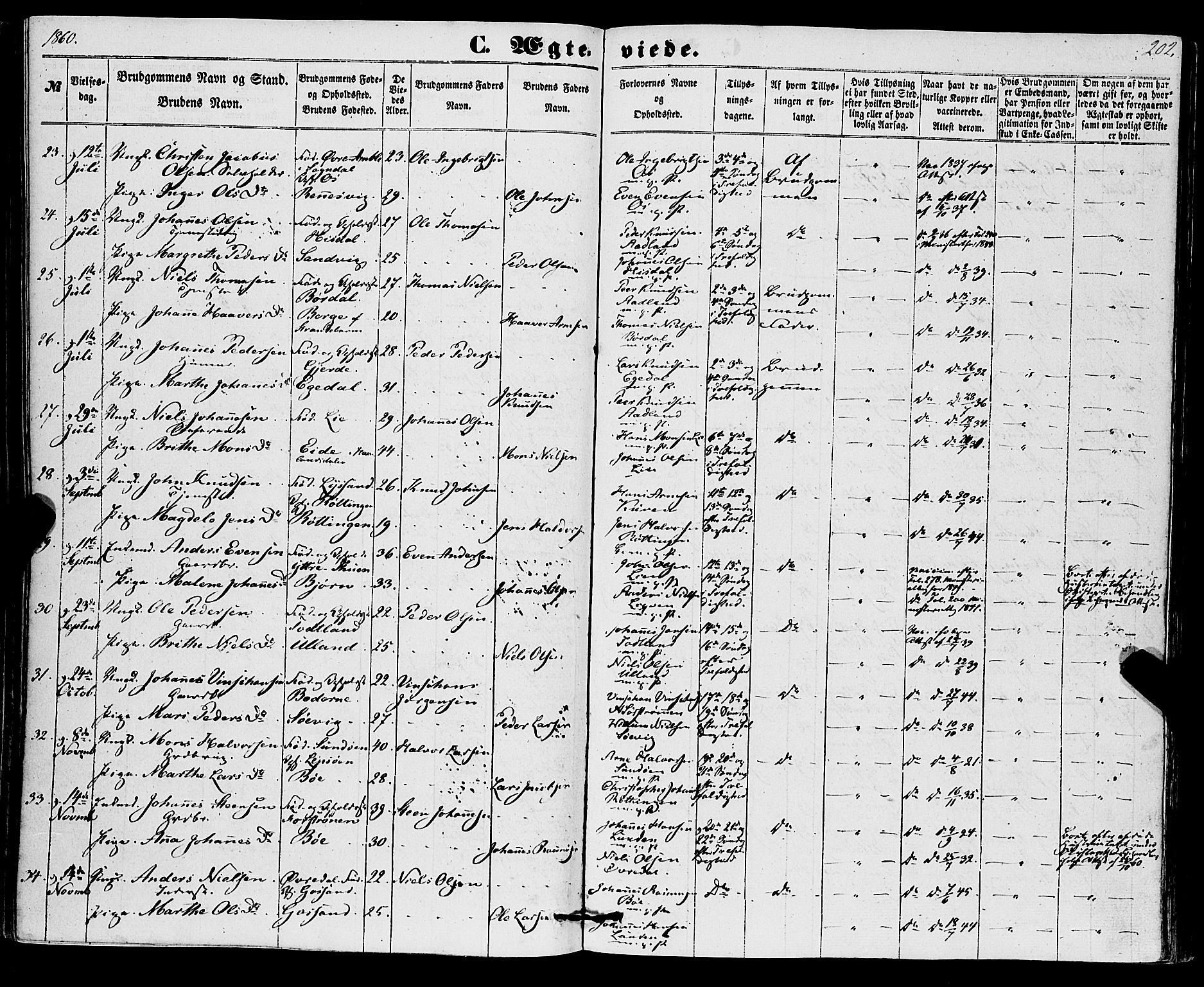 Os sokneprestembete, SAB/A-99929: Parish register (official) no. A 17, 1860-1873, p. 202