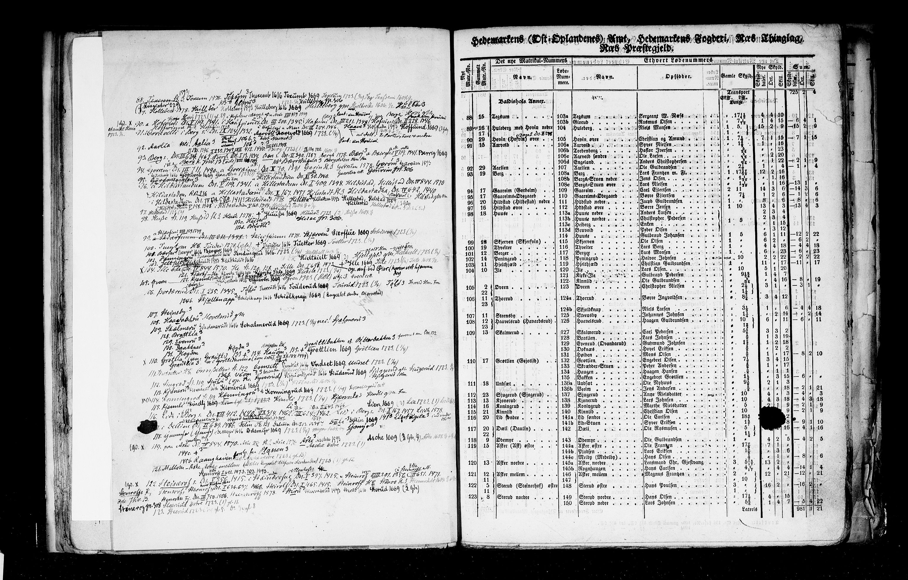 Rygh, AV/RA-PA-0034/F/Fb/L0003: Matrikkelen for 1838 - Hedemarken amt (Hedmark fylke), 1838