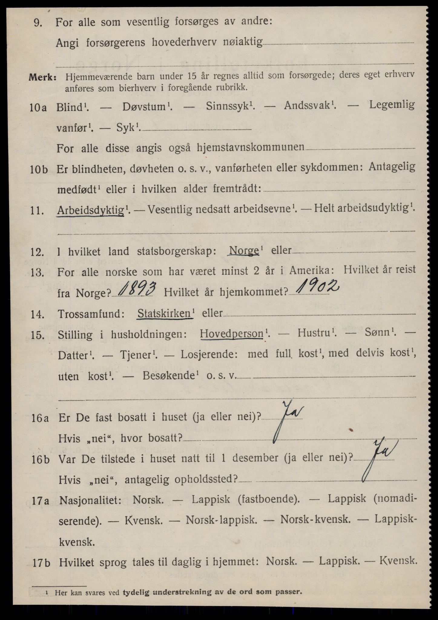 SAT, 1920 census for Hemne, 1920, p. 5409