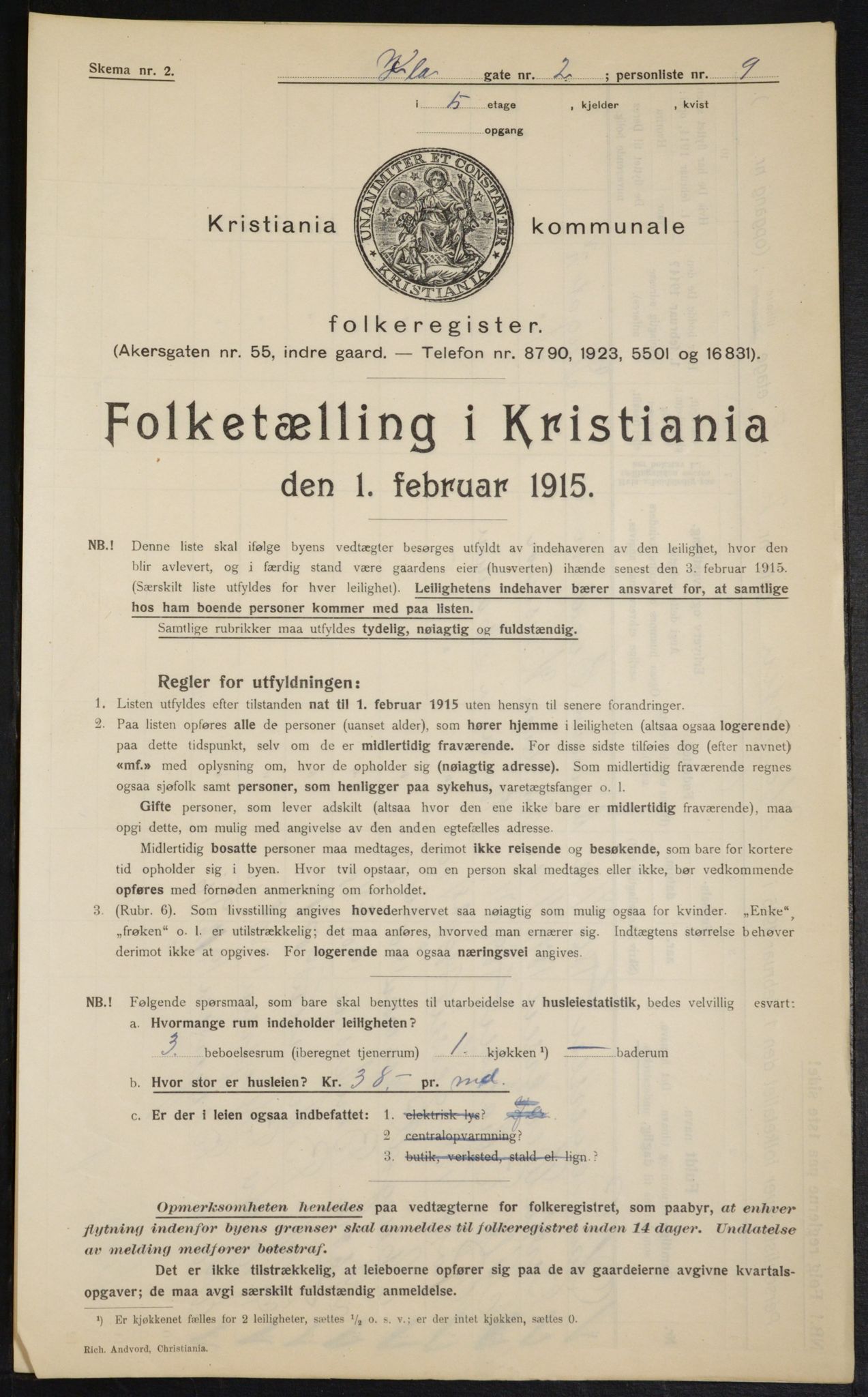 OBA, Municipal Census 1915 for Kristiania, 1915, p. 42640