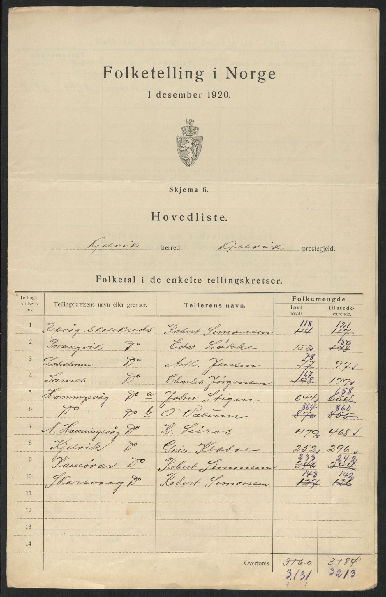 SATØ, 1920 census for Kjelvik, 1920, p. 4