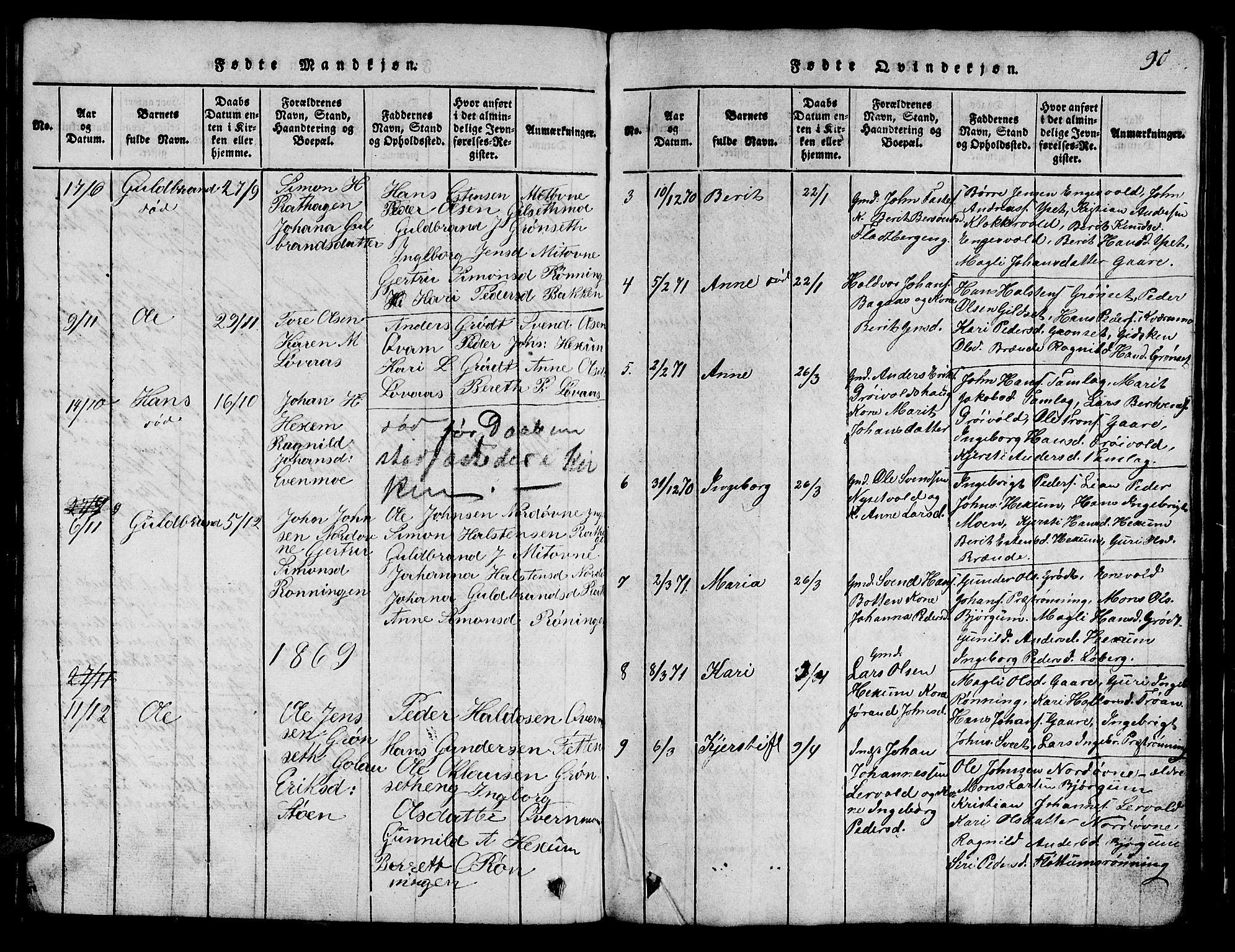 Ministerialprotokoller, klokkerbøker og fødselsregistre - Sør-Trøndelag, SAT/A-1456/685/L0976: Parish register (copy) no. 685C01, 1817-1878, p. 90
