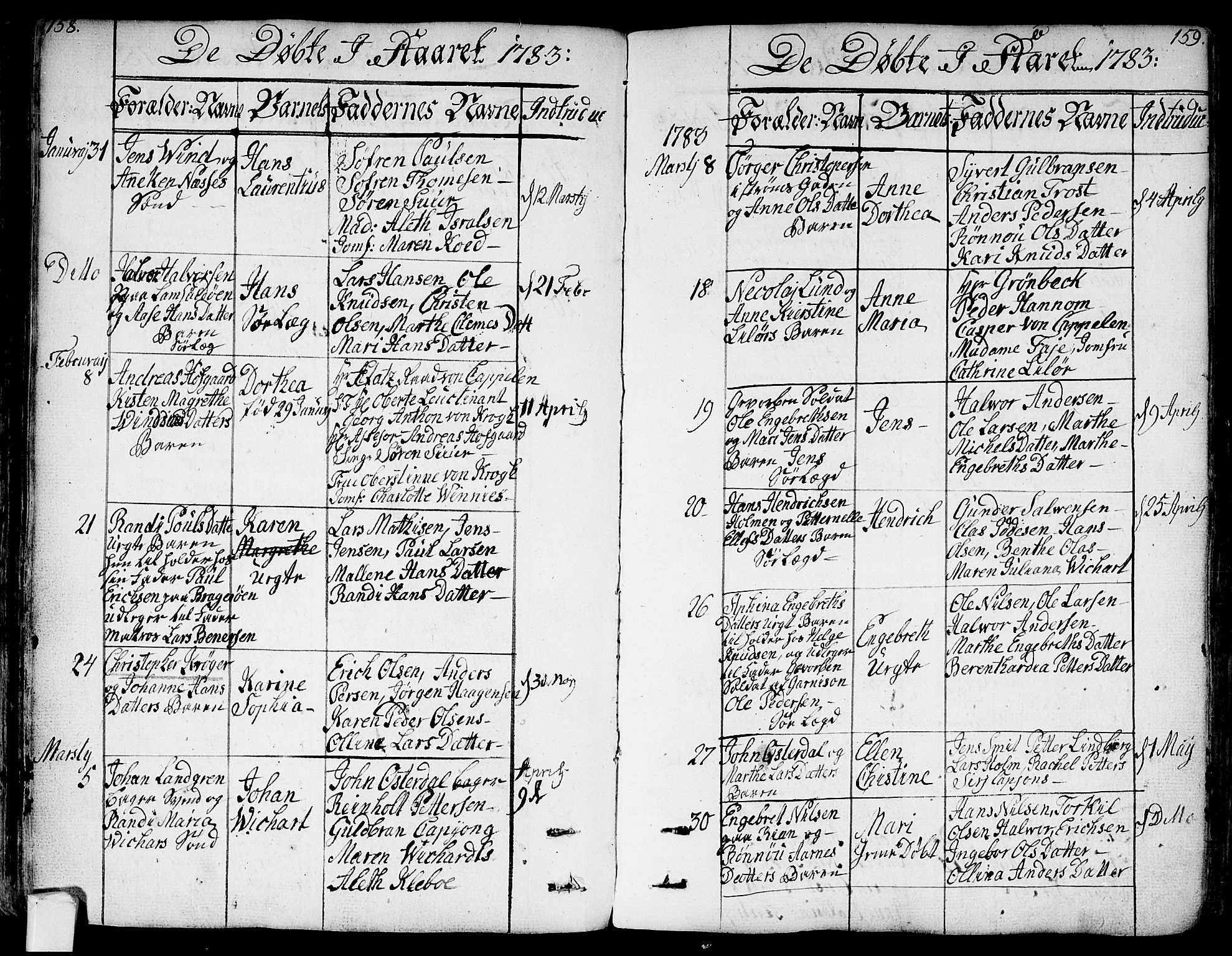 Bragernes kirkebøker, SAKO/A-6/F/Fa/L0006a: Parish register (official) no. I 6, 1782-1814, p. 158-159