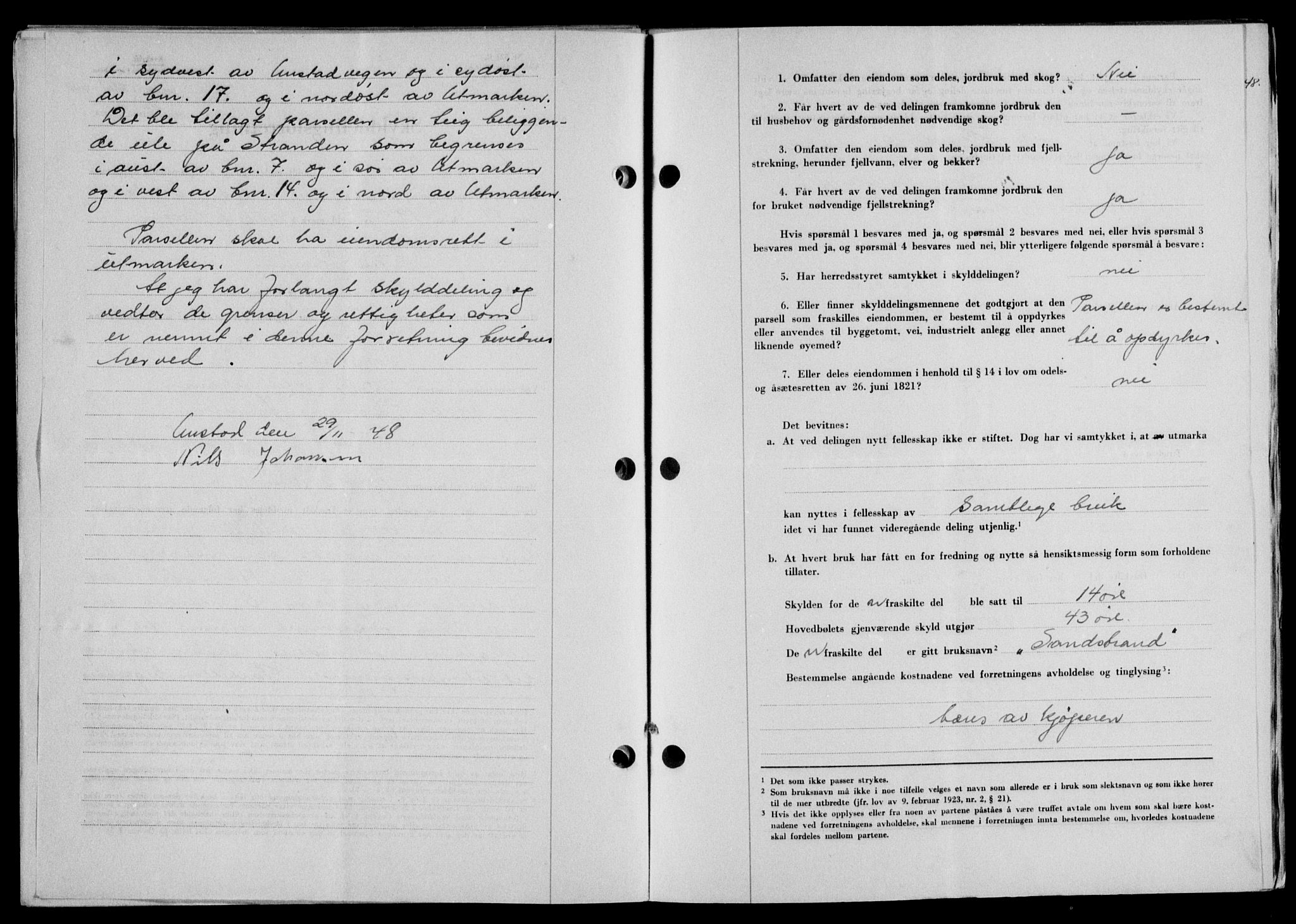 Lofoten sorenskriveri, SAT/A-0017/1/2/2C/L0020a: Mortgage book no. 20a, 1948-1949, Diary no: : 2801/1948