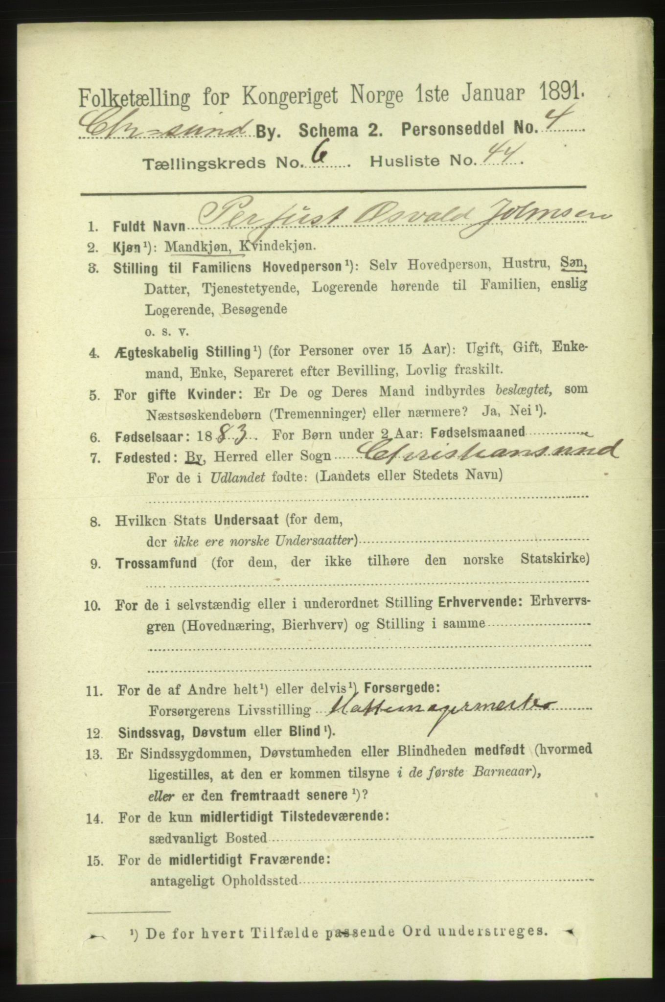 RA, 1891 census for 1503 Kristiansund, 1891, p. 5520