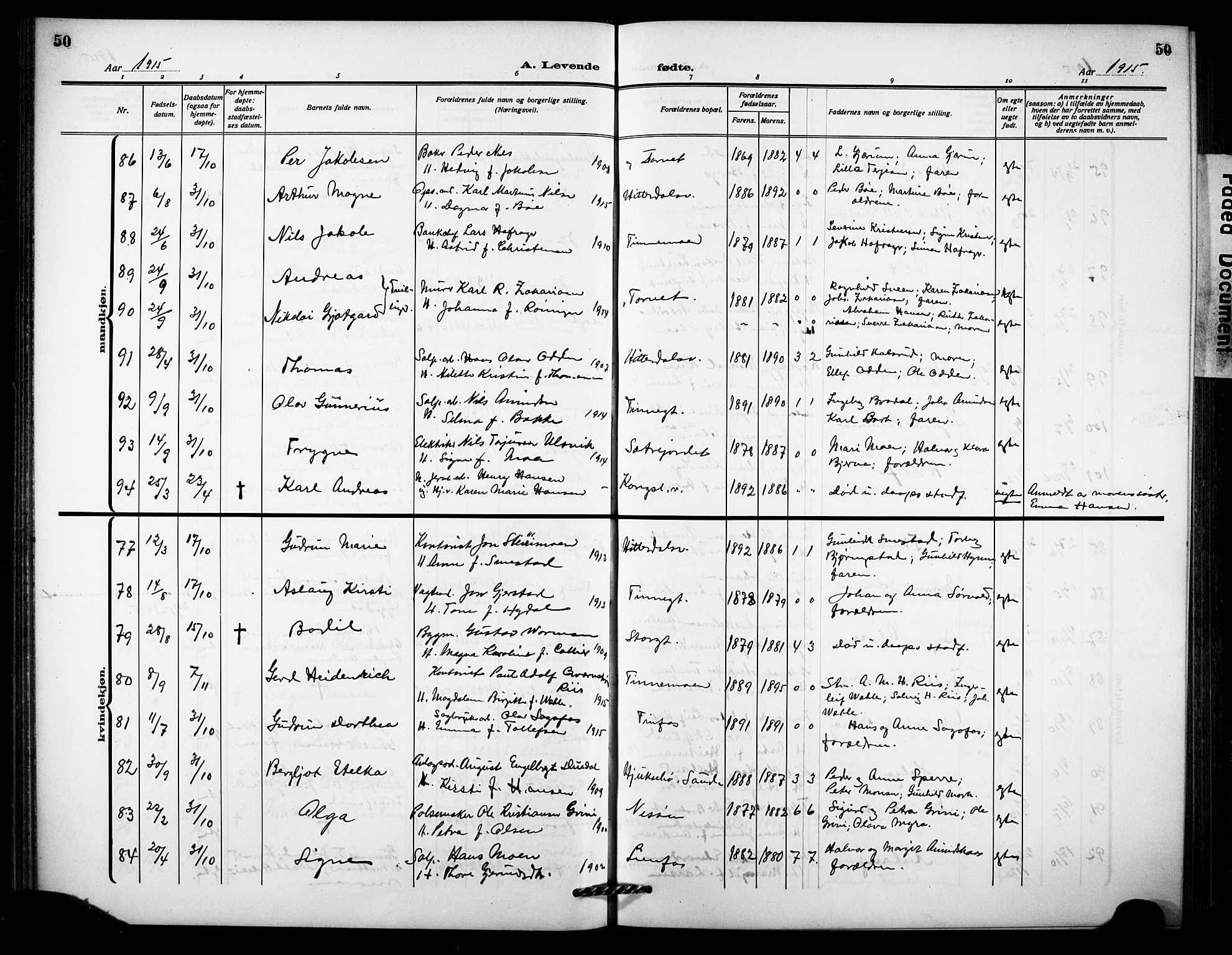 Notodden kirkebøker, AV/SAKO-A-290/G/Ga/L0001: Parish register (copy) no. 1, 1912-1923, p. 50