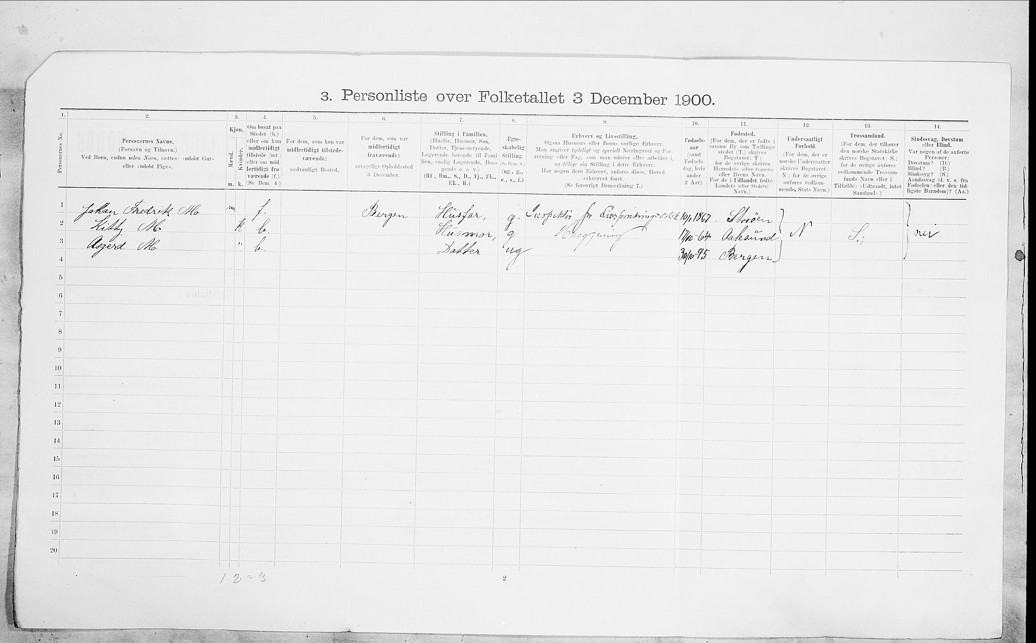 SAO, 1900 census for Kristiania, 1900, p. 87260