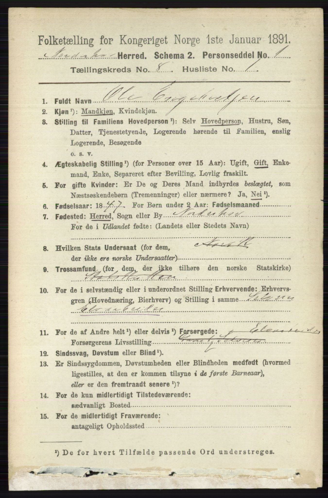 RA, 1891 census for 0613 Norderhov, 1891, p. 5559