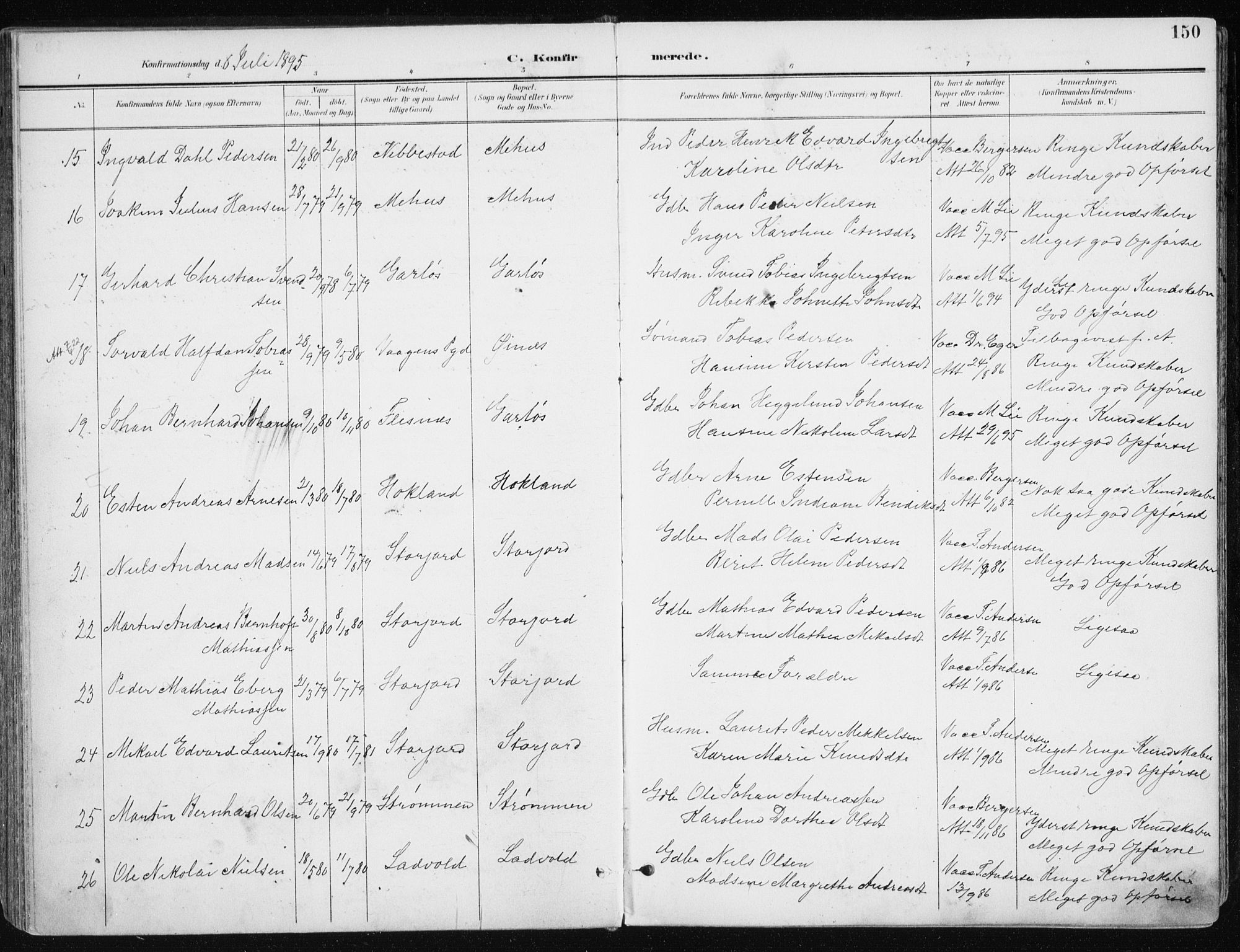Kvæfjord sokneprestkontor, SATØ/S-1323/G/Ga/Gaa/L0006kirke: Parish register (official) no. 6, 1895-1914, p. 150