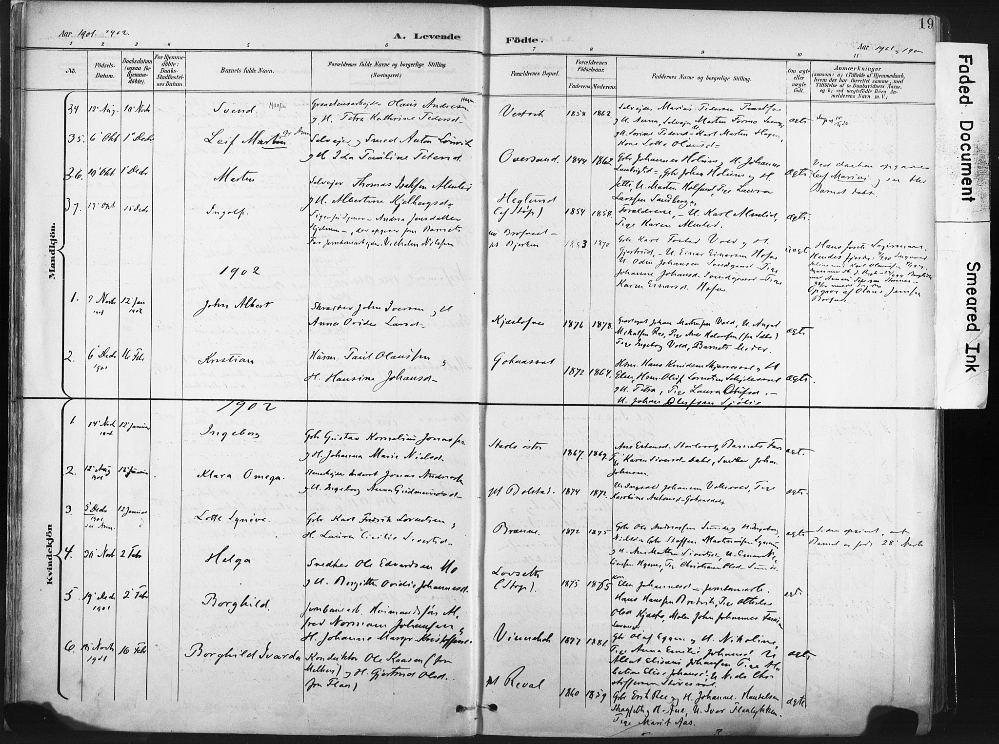 Ministerialprotokoller, klokkerbøker og fødselsregistre - Nord-Trøndelag, SAT/A-1458/717/L0162: Parish register (official) no. 717A12, 1898-1923, p. 19