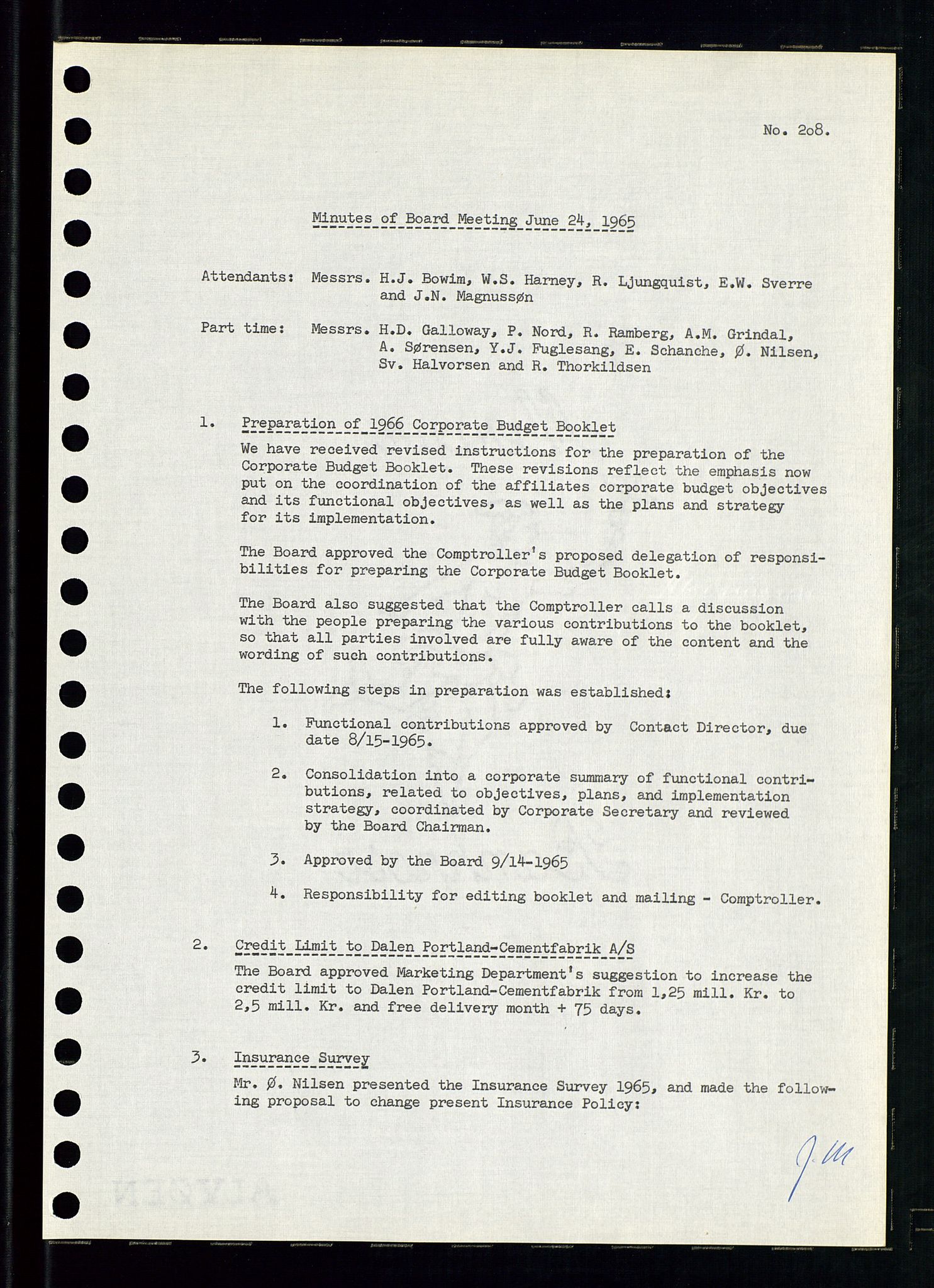 Pa 0982 - Esso Norge A/S, AV/SAST-A-100448/A/Aa/L0002/0001: Den administrerende direksjon Board minutes (styrereferater) / Den administrerende direksjon Board minutes (styrereferater), 1965, p. 92