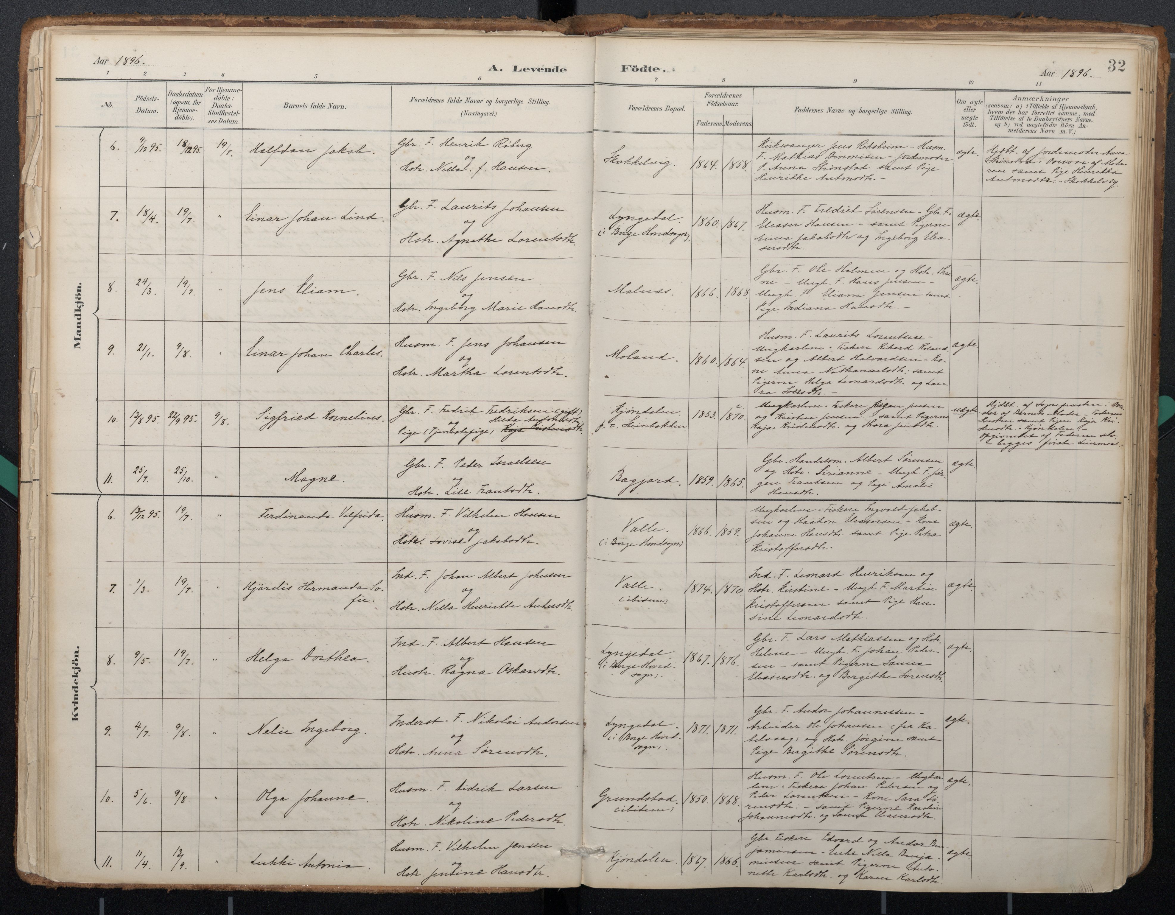 Ministerialprotokoller, klokkerbøker og fødselsregistre - Nordland, SAT/A-1459/884/L1193: Parish register (official) no. 884A01, 1888-1905, p. 32