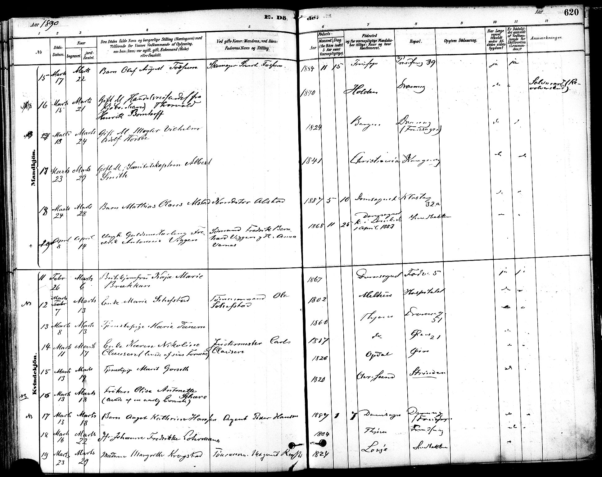Ministerialprotokoller, klokkerbøker og fødselsregistre - Sør-Trøndelag, SAT/A-1456/601/L0058: Parish register (official) no. 601A26, 1877-1891, p. 620