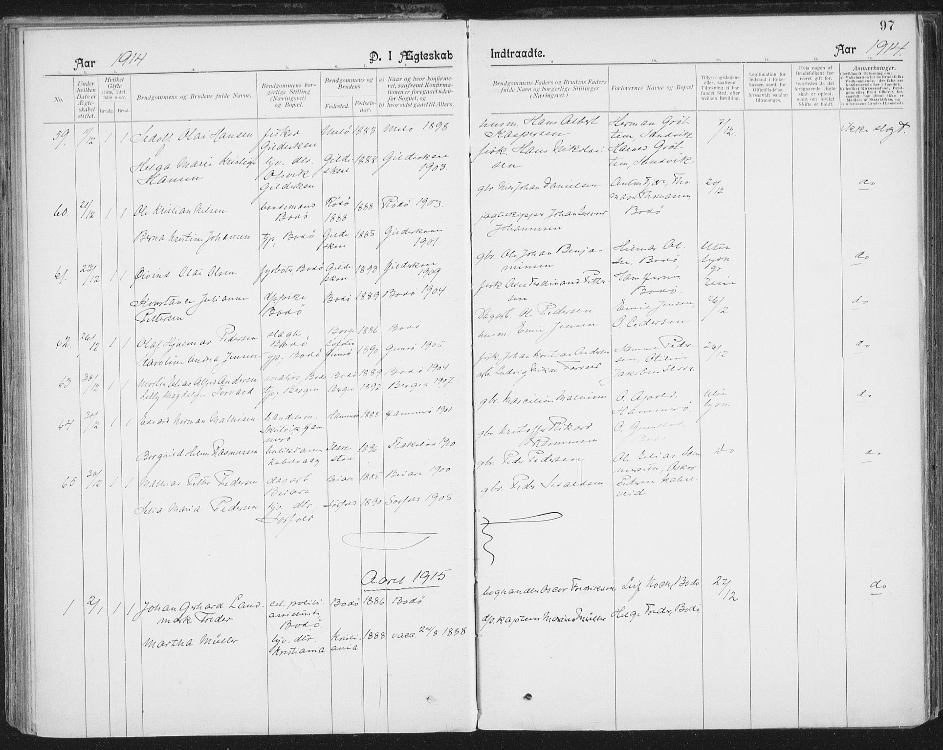 Ministerialprotokoller, klokkerbøker og fødselsregistre - Nordland, SAT/A-1459/801/L0012: Parish register (official) no. 801A12, 1900-1916, p. 97
