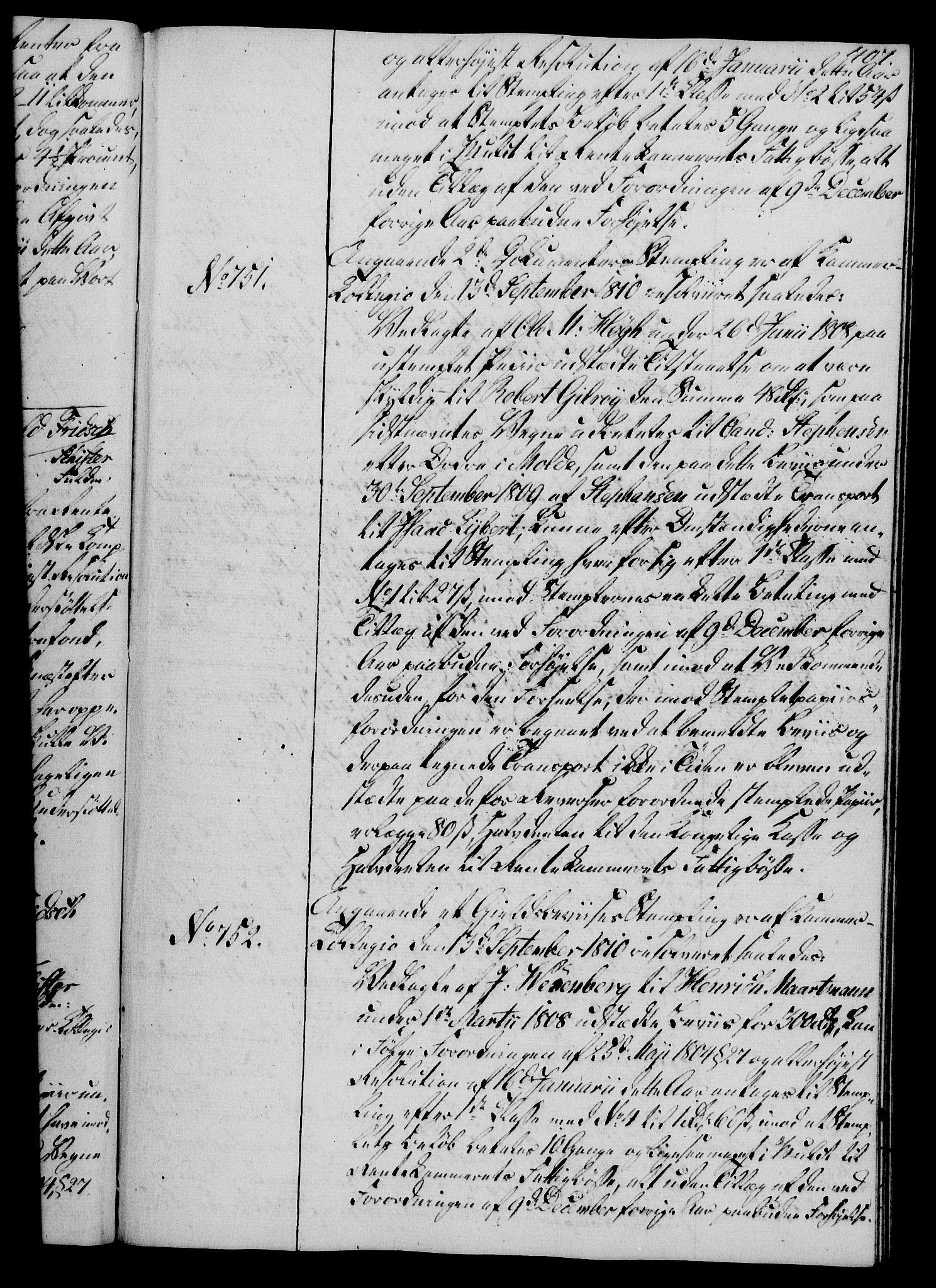 Rentekammeret, Kammerkanselliet, AV/RA-EA-3111/G/Gg/Gga/L0019: Norsk ekspedisjonsprotokoll med register (merket RK 53.19), 1807-1810, p. 407