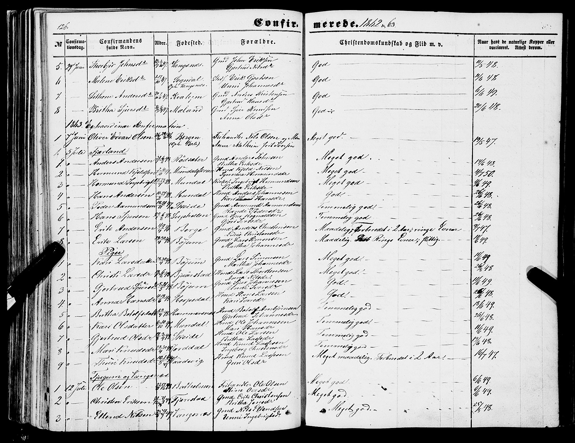 Balestrand sokneprestembete, AV/SAB-A-79601/H/Haa/Haaa/L0002: Parish register (official) no. A 2, 1847-1866, p. 126