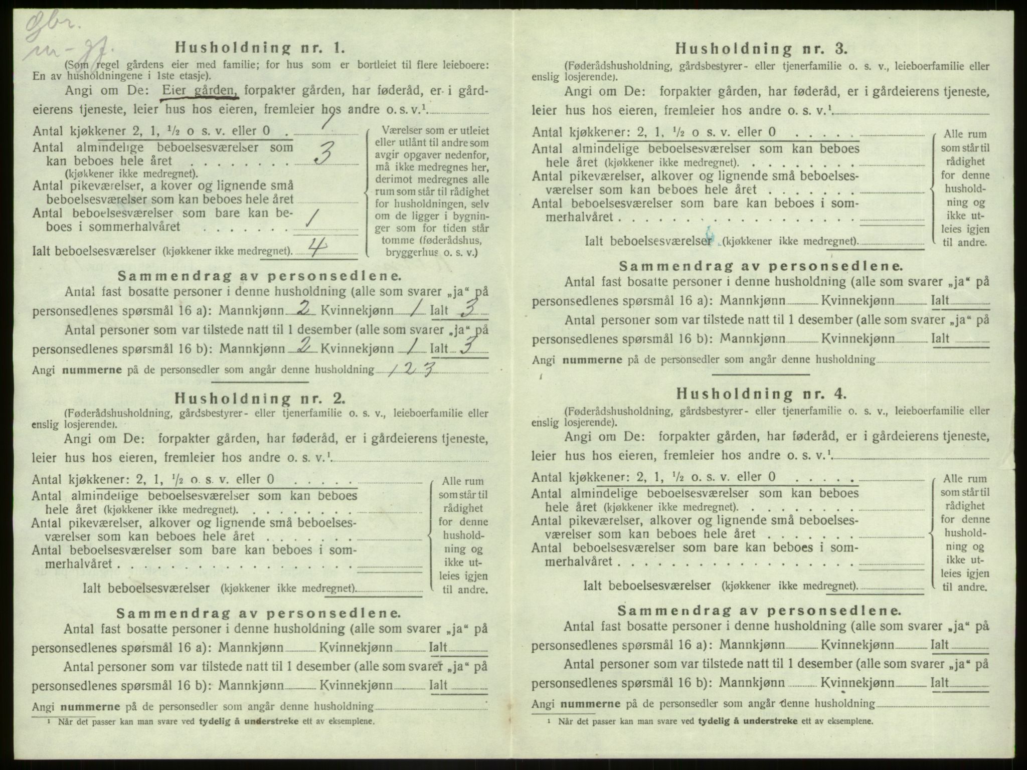 SAB, 1920 census for Kinn, 1920, p. 958