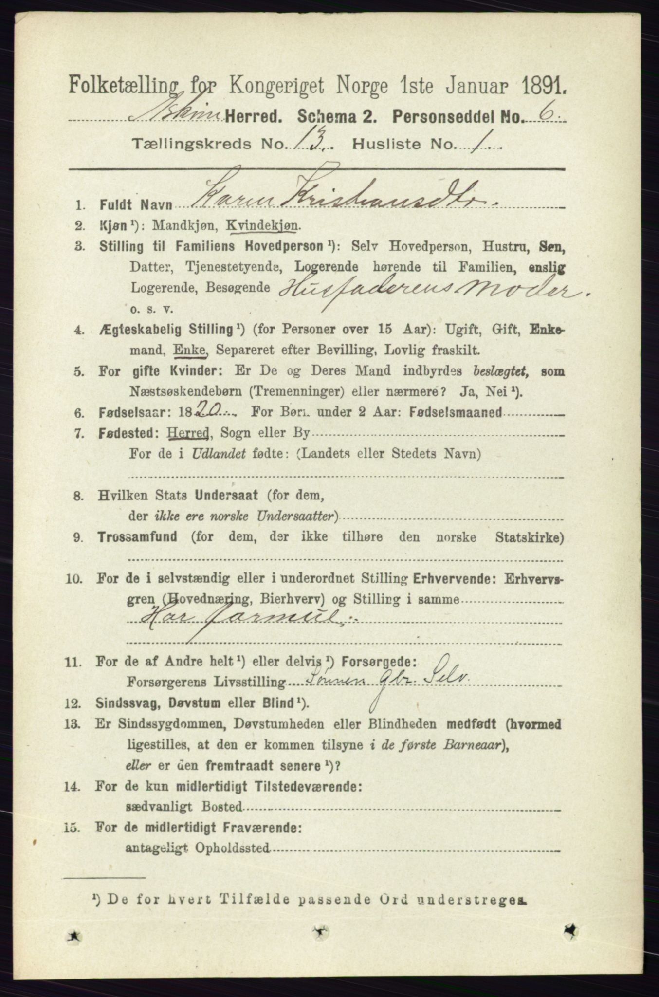 RA, 1891 census for 0124 Askim, 1891, p. 2047