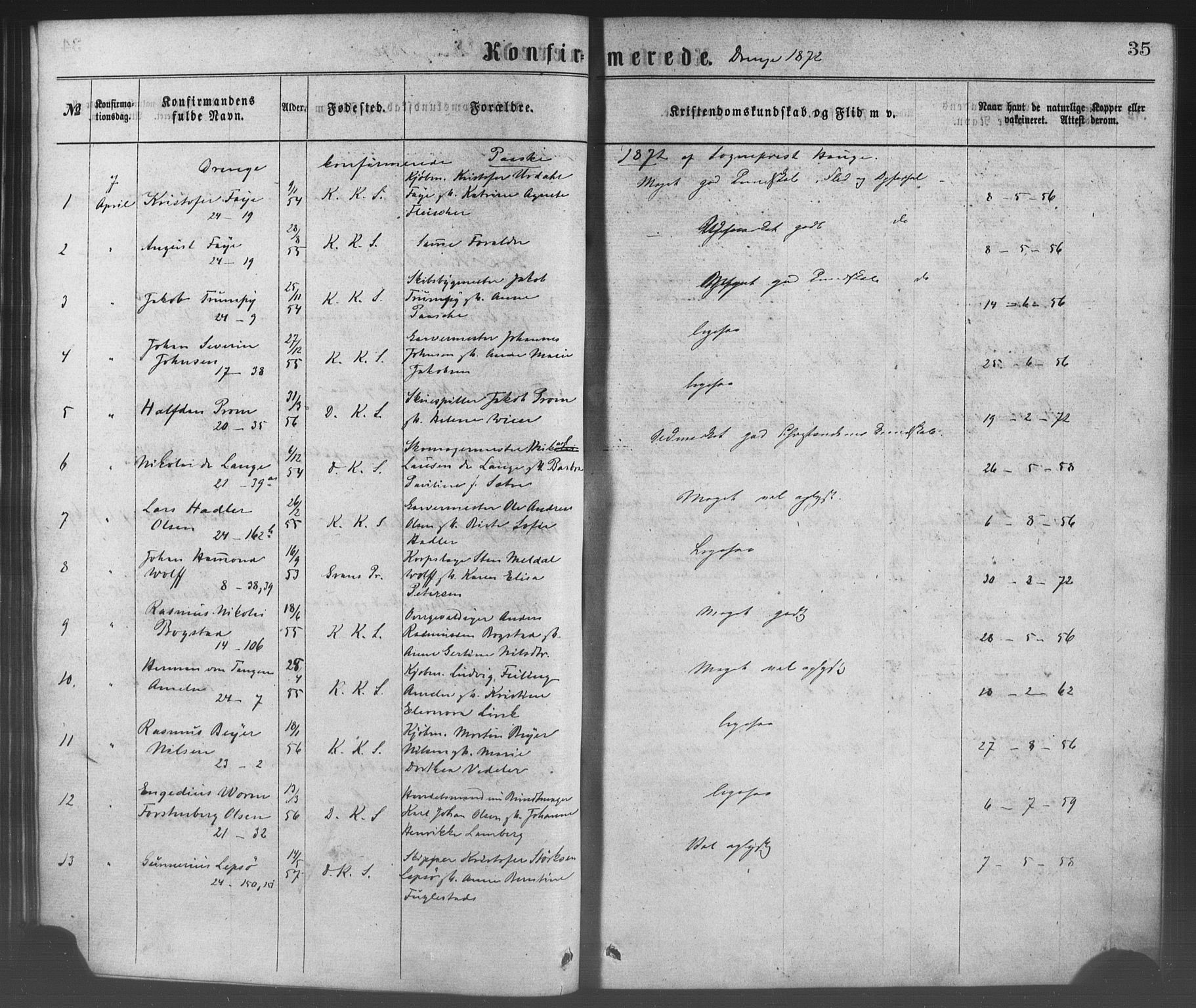 Korskirken sokneprestembete, SAB/A-76101/H/Haa/L0028: Parish register (official) no. C 4, 1868-1879, p. 35