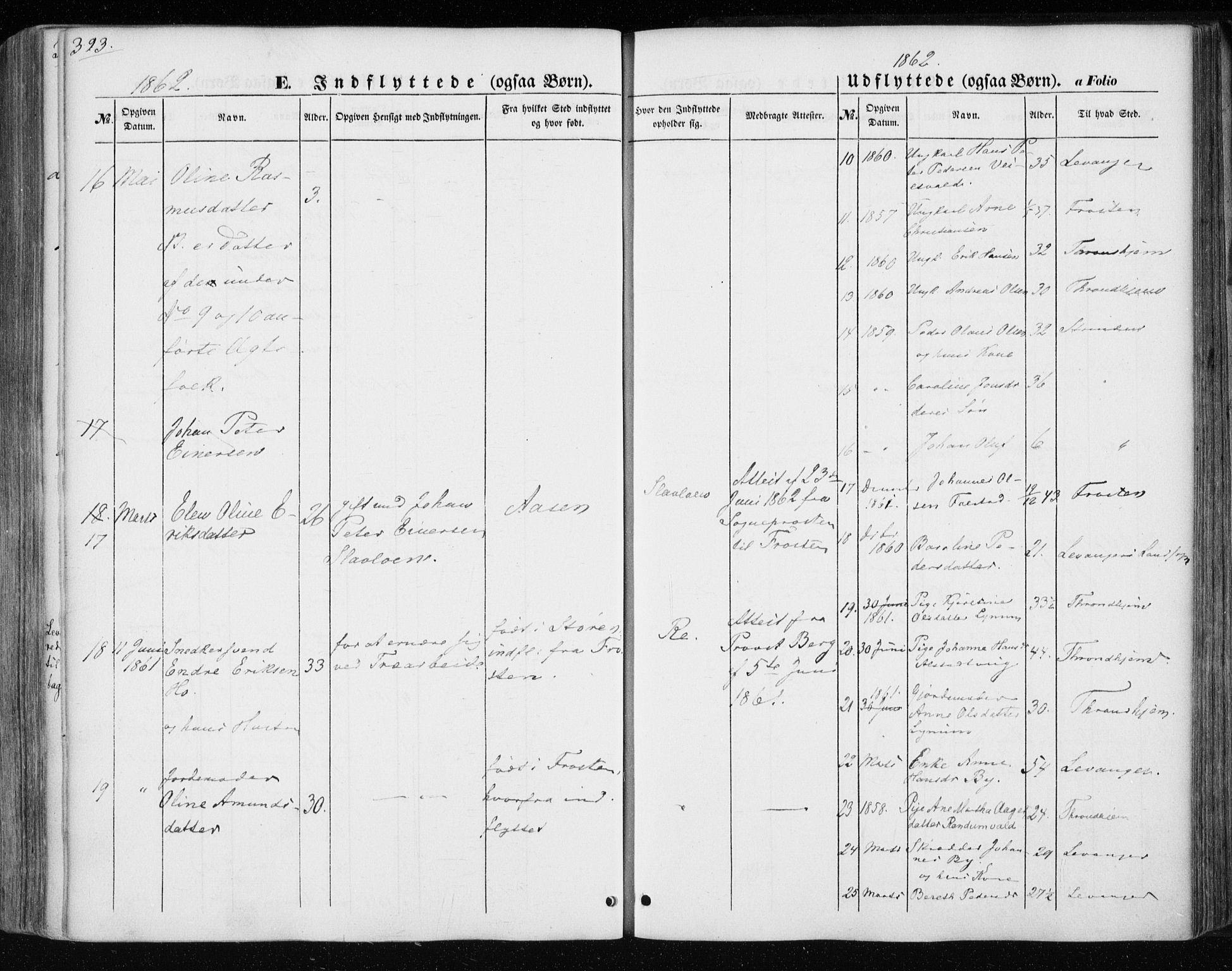 Ministerialprotokoller, klokkerbøker og fødselsregistre - Nord-Trøndelag, AV/SAT-A-1458/717/L0154: Parish register (official) no. 717A07 /1, 1850-1862, p. 393