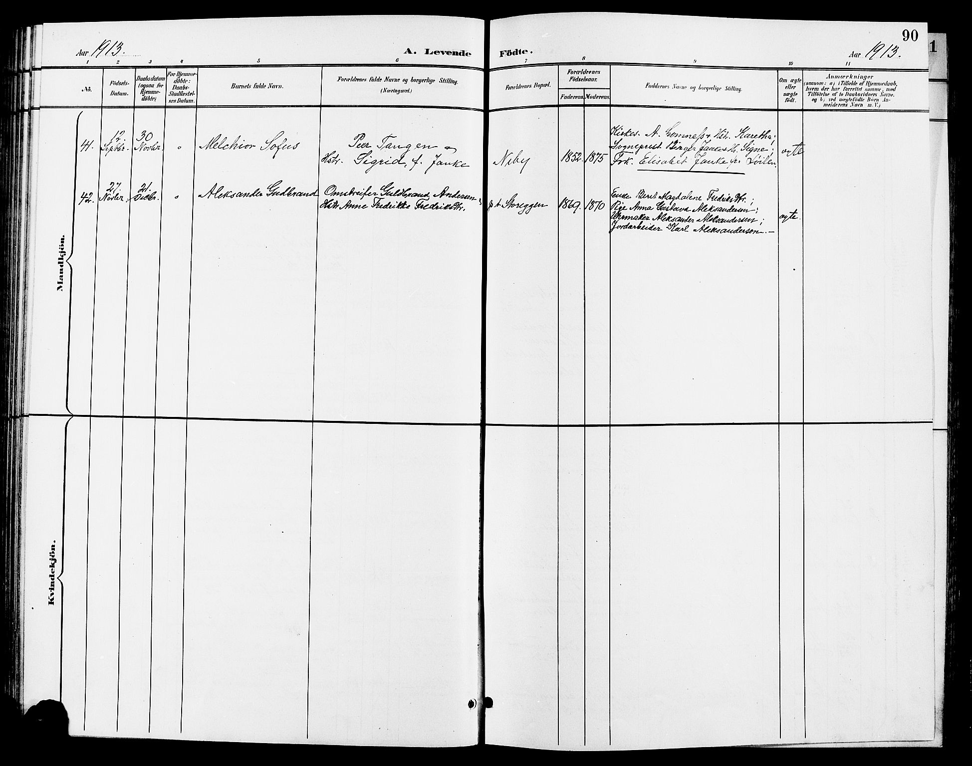 Tynset prestekontor, SAH/PREST-058/H/Ha/Hab/L0009: Parish register (copy) no. 9, 1900-1914, p. 90