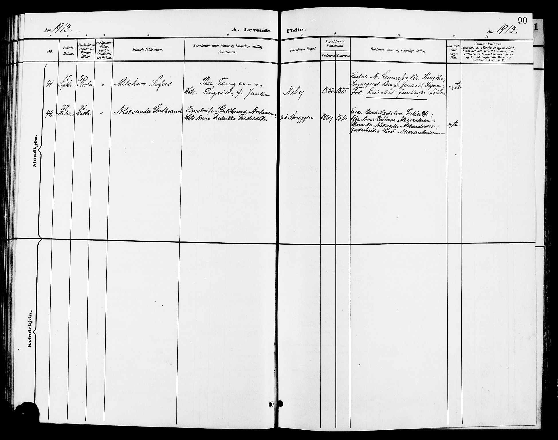 Tynset prestekontor, AV/SAH-PREST-058/H/Ha/Hab/L0009: Parish register (copy) no. 9, 1900-1914, p. 90