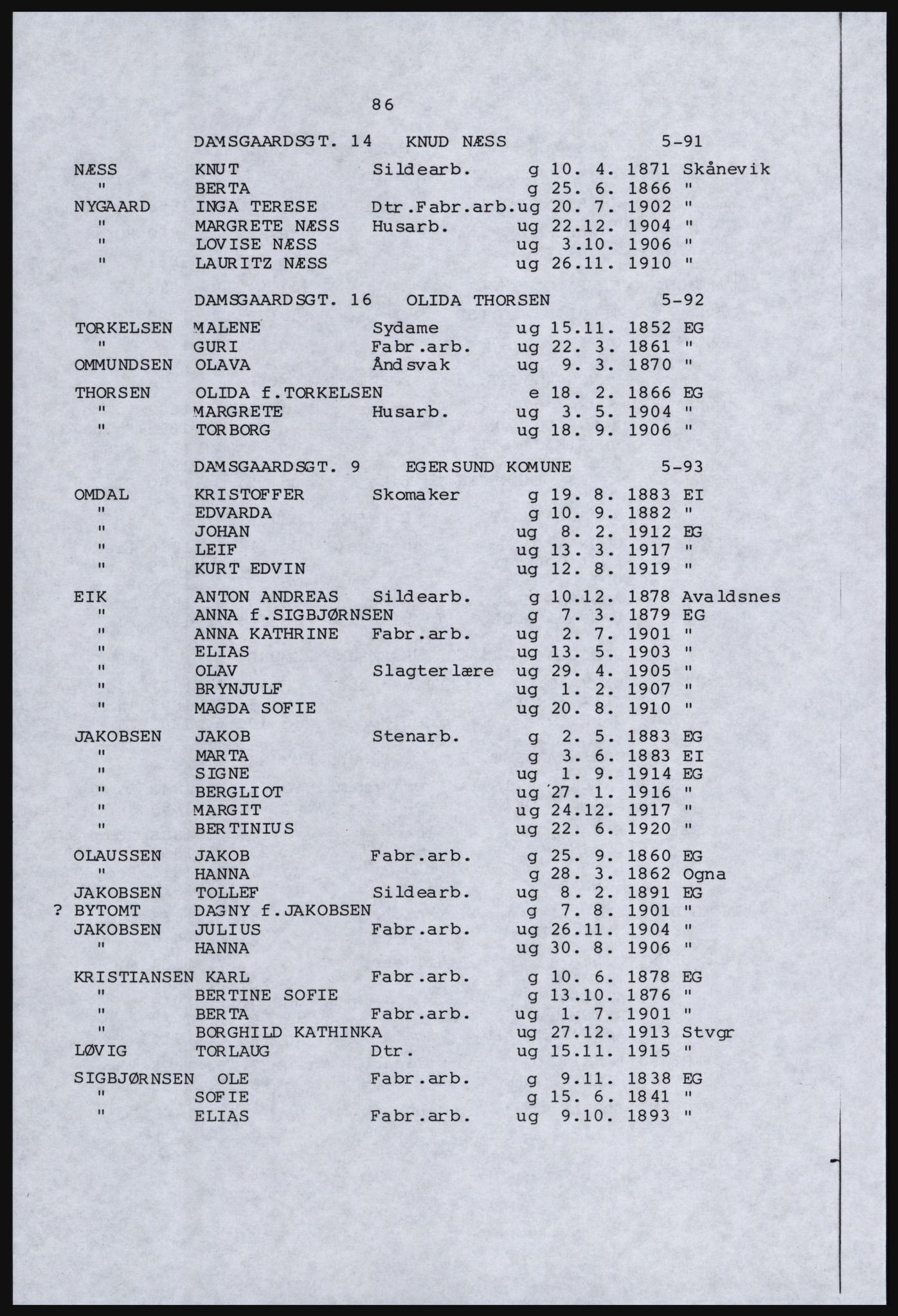 SAST, Copy of 1920 census for Dalane, 1920, p. 530