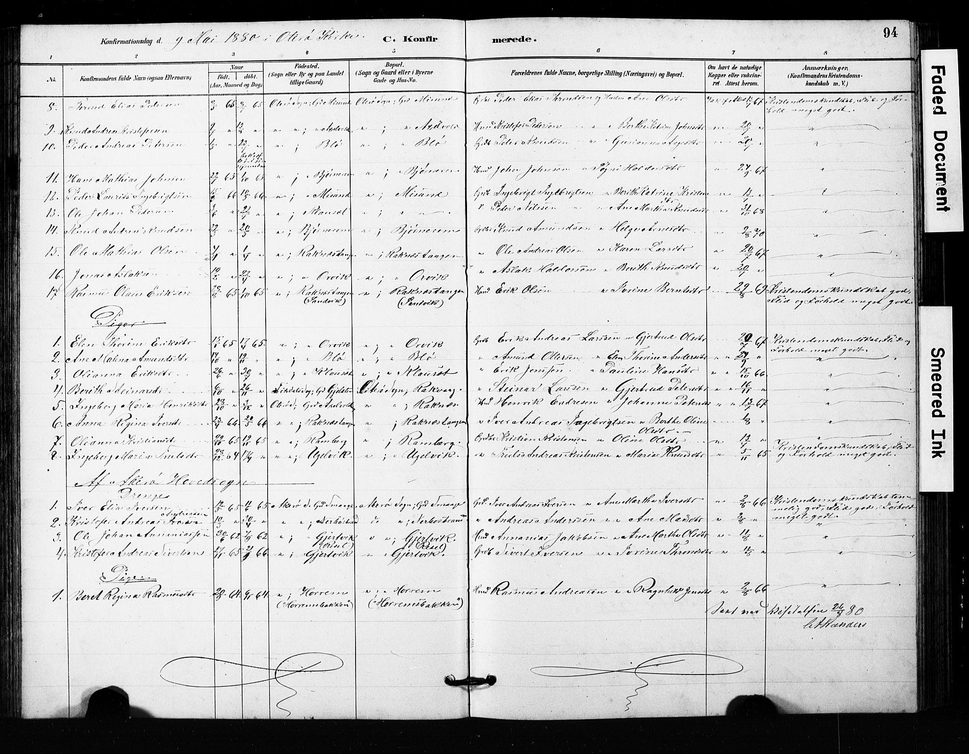 Ministerialprotokoller, klokkerbøker og fødselsregistre - Møre og Romsdal, SAT/A-1454/563/L0737: Parish register (copy) no. 563C01, 1878-1916, p. 94