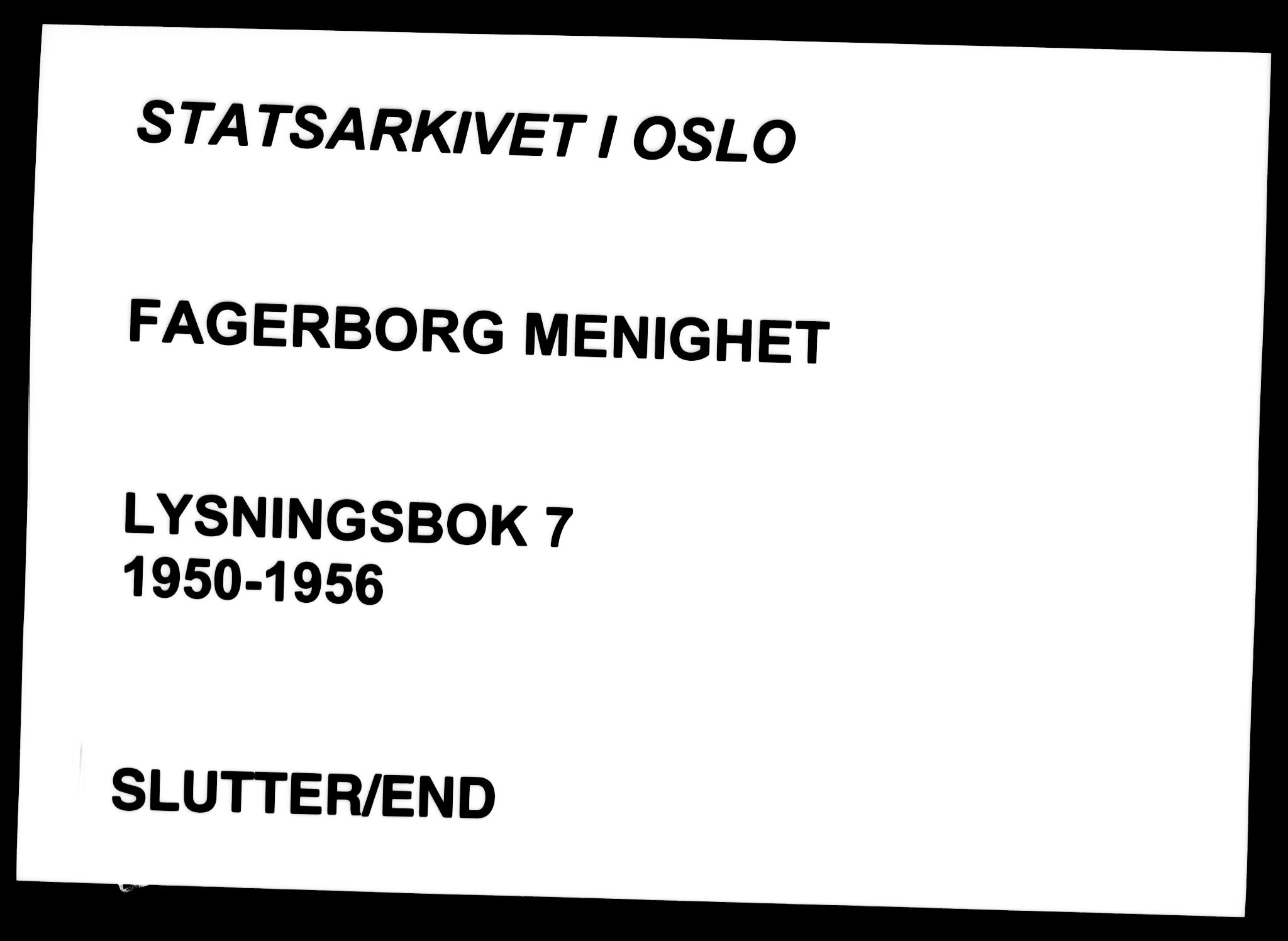 Fagerborg prestekontor Kirkebøker, SAO/A-10844/H/Ha/L0007: Banns register no. 7, 1950-1956