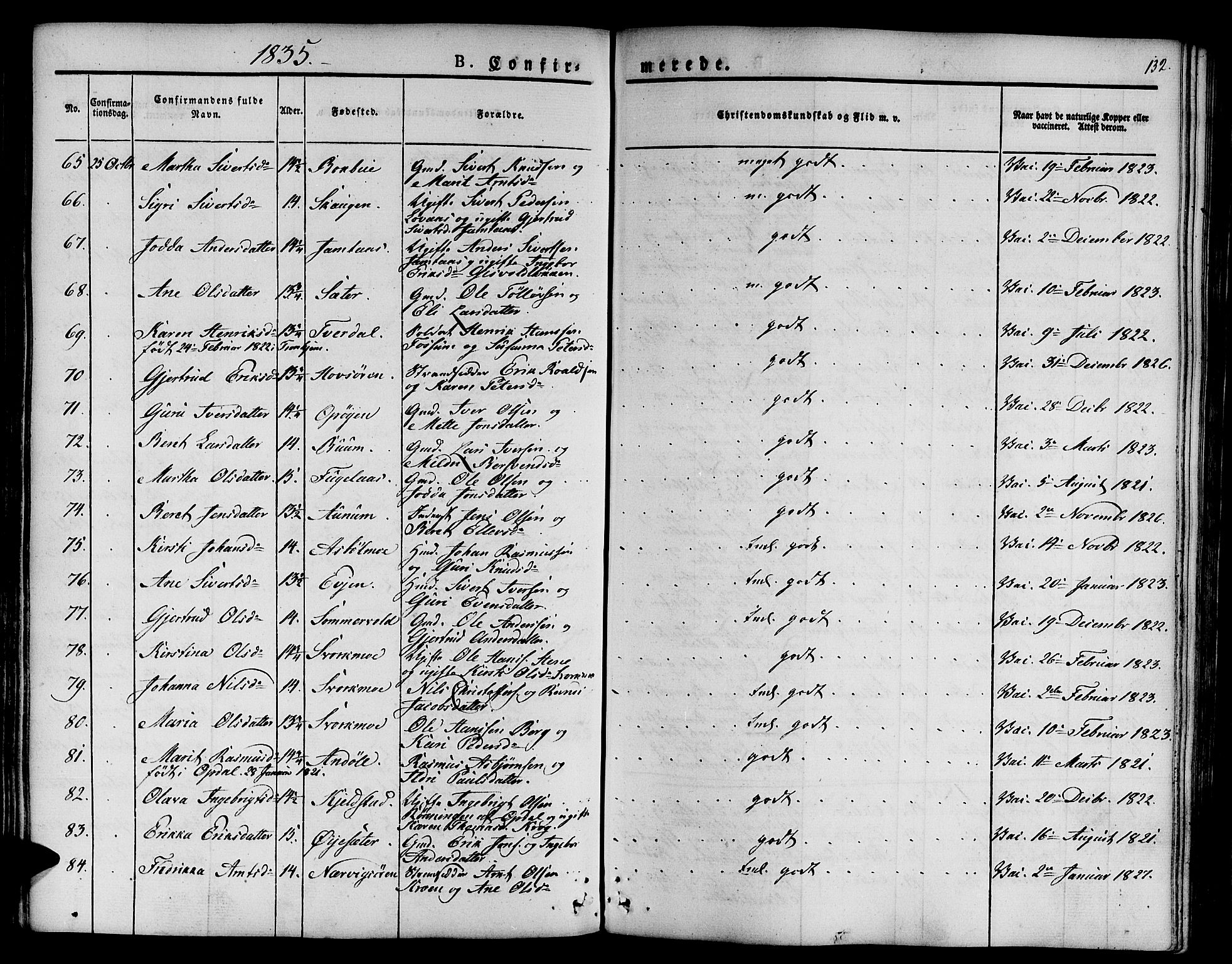 Ministerialprotokoller, klokkerbøker og fødselsregistre - Sør-Trøndelag, SAT/A-1456/668/L0804: Parish register (official) no. 668A04, 1826-1839, p. 132