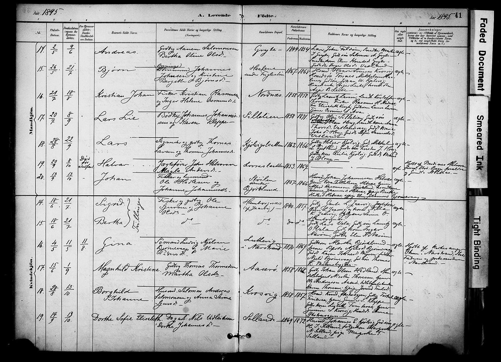 Jelsa sokneprestkontor, AV/SAST-A-101842/01/IV: Parish register (official) no. A 10, 1884-1906, p. 41