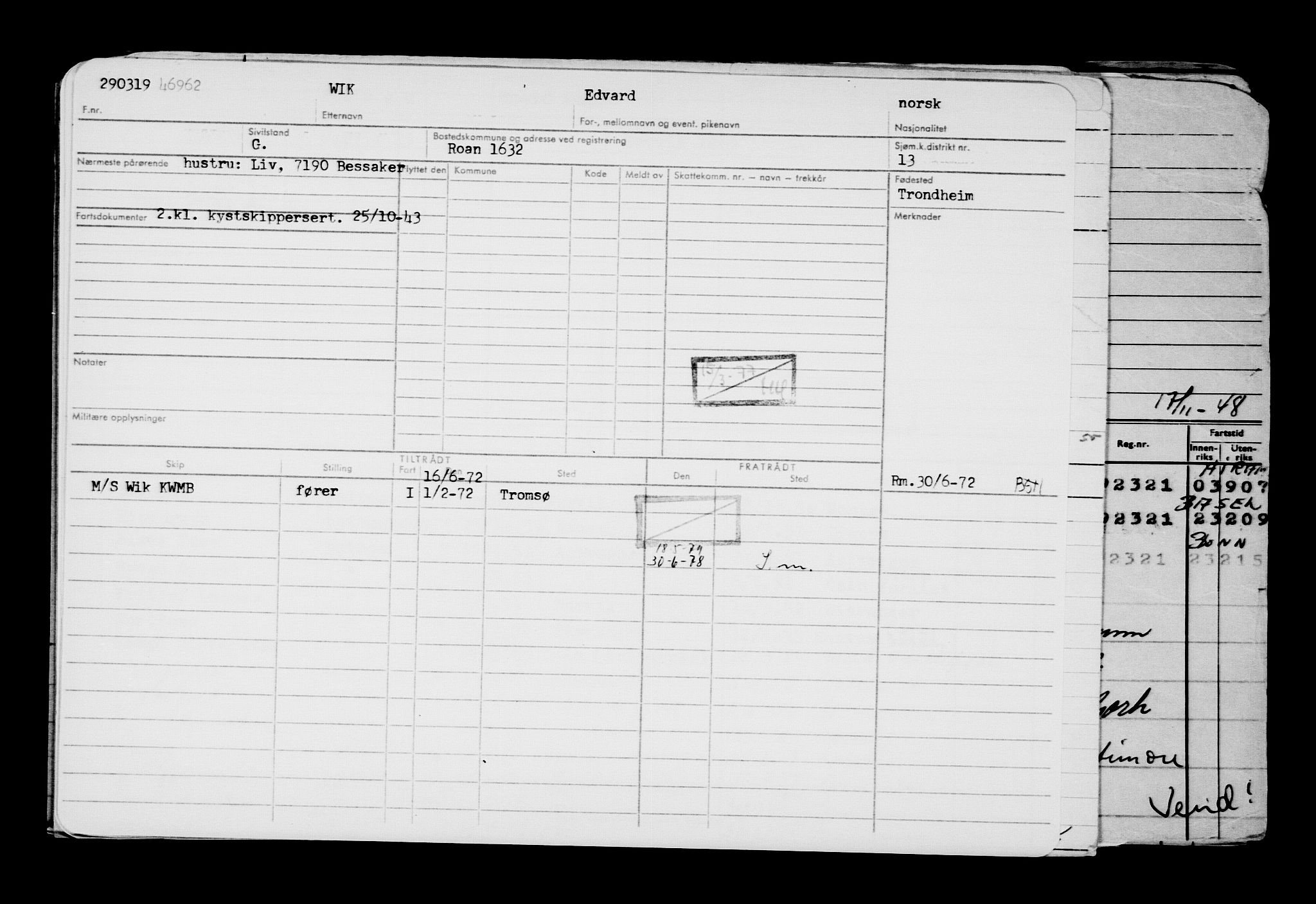 Direktoratet for sjømenn, AV/RA-S-3545/G/Gb/L0167: Hovedkort, 1919, p. 452