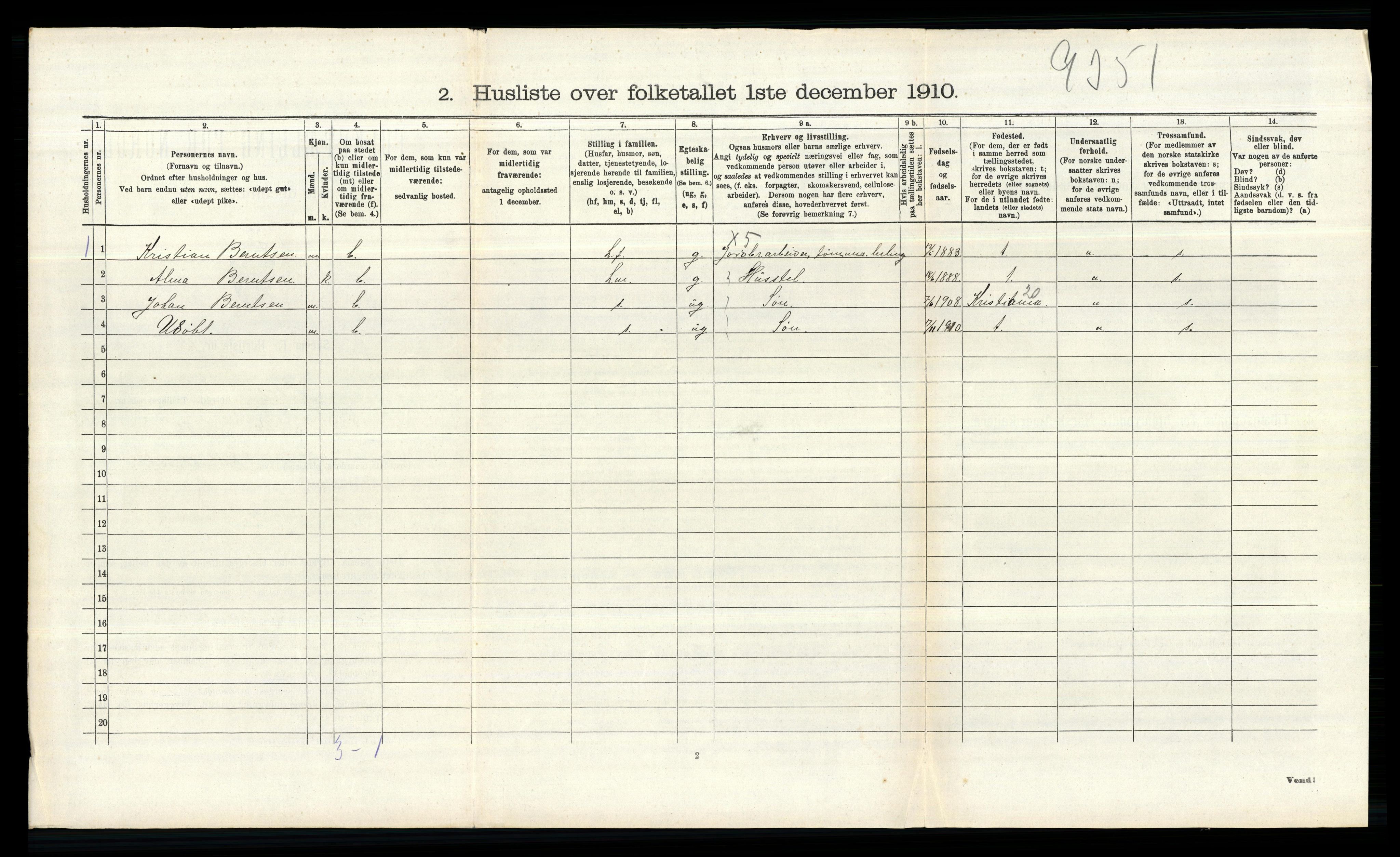 RA, 1910 census for Hobøl, 1910, p. 719