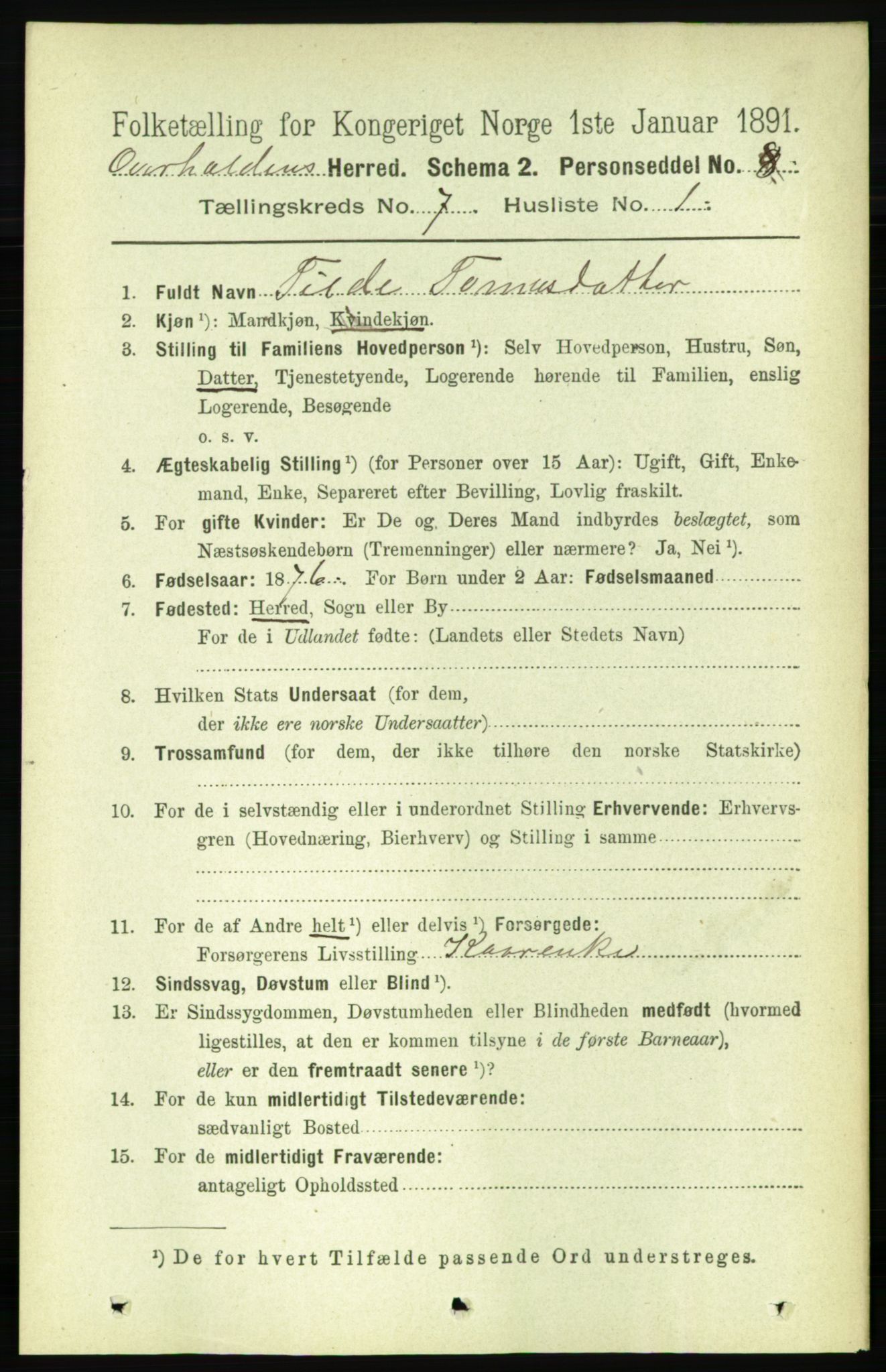 RA, 1891 census for 1744 Overhalla, 1891, p. 2646