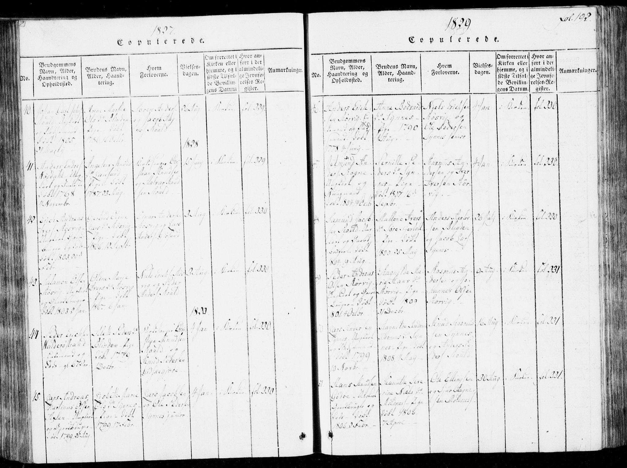 Ministerialprotokoller, klokkerbøker og fødselsregistre - Møre og Romsdal, SAT/A-1454/537/L0517: Parish register (official) no. 537A01, 1818-1862, p. 192