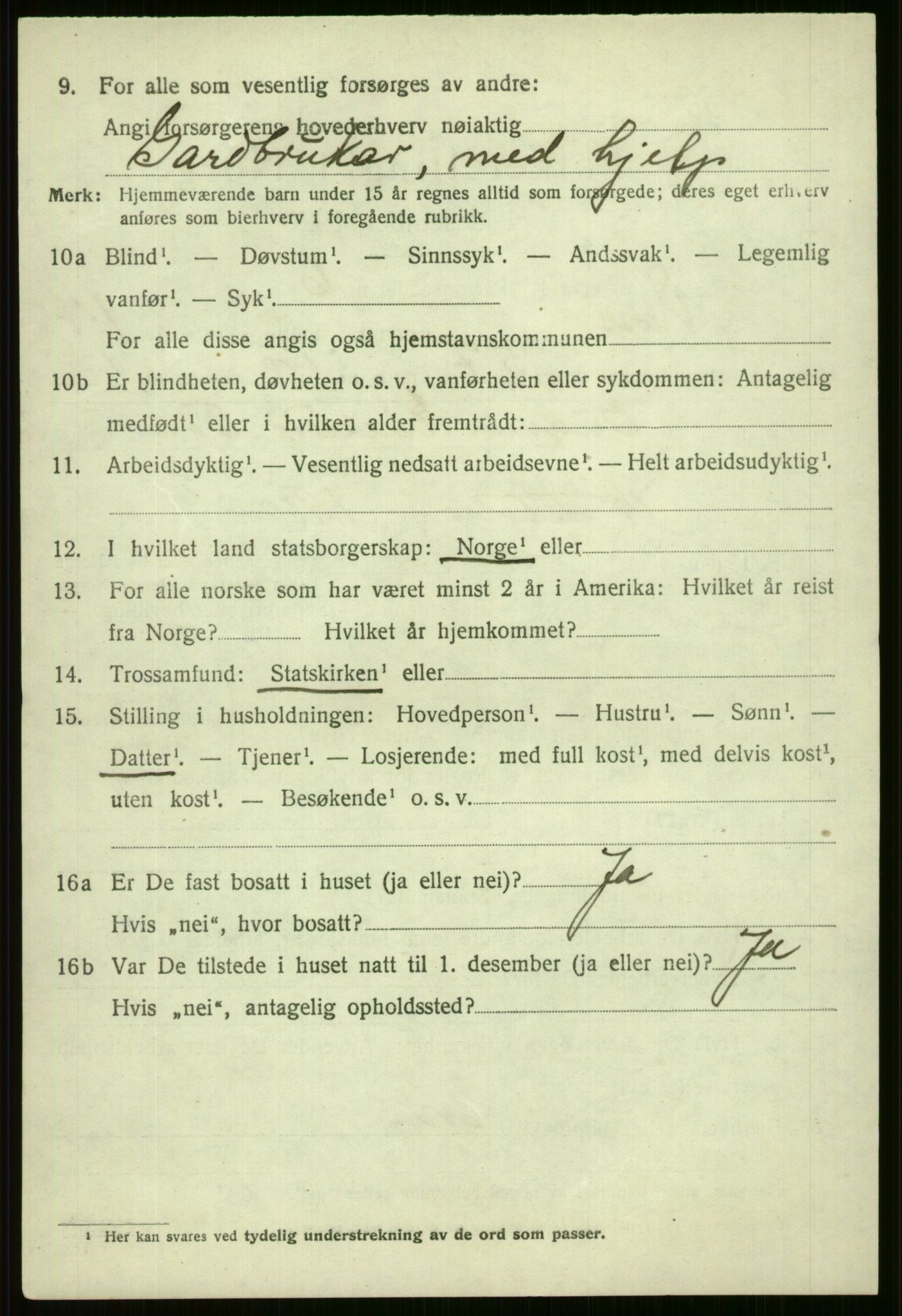 SAB, 1920 census for Voss, 1920, p. 12488