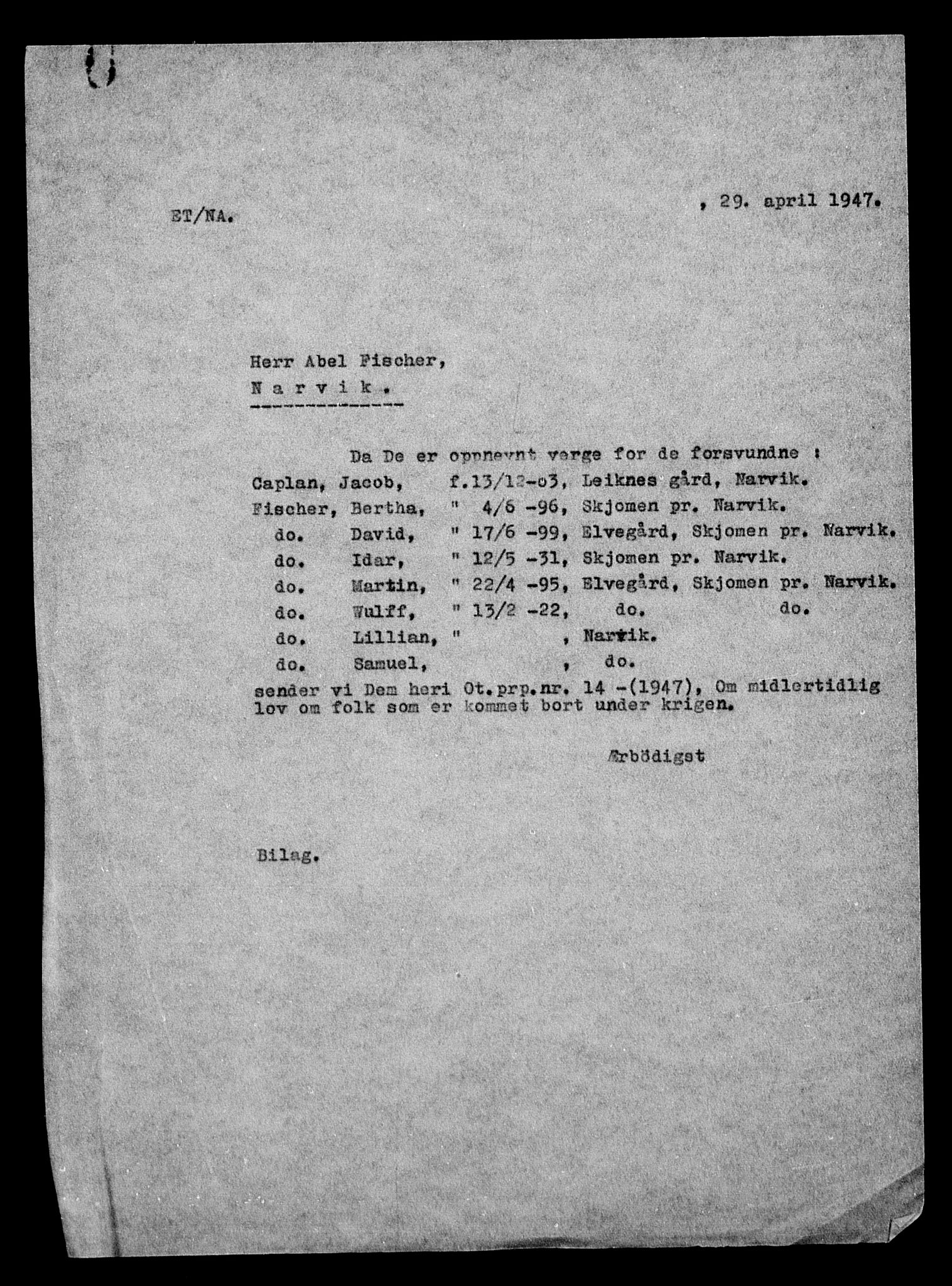 Justisdepartementet, Tilbakeføringskontoret for inndratte formuer, AV/RA-S-1564/H/Hc/Hcb/L0911: --, 1945-1947, p. 421